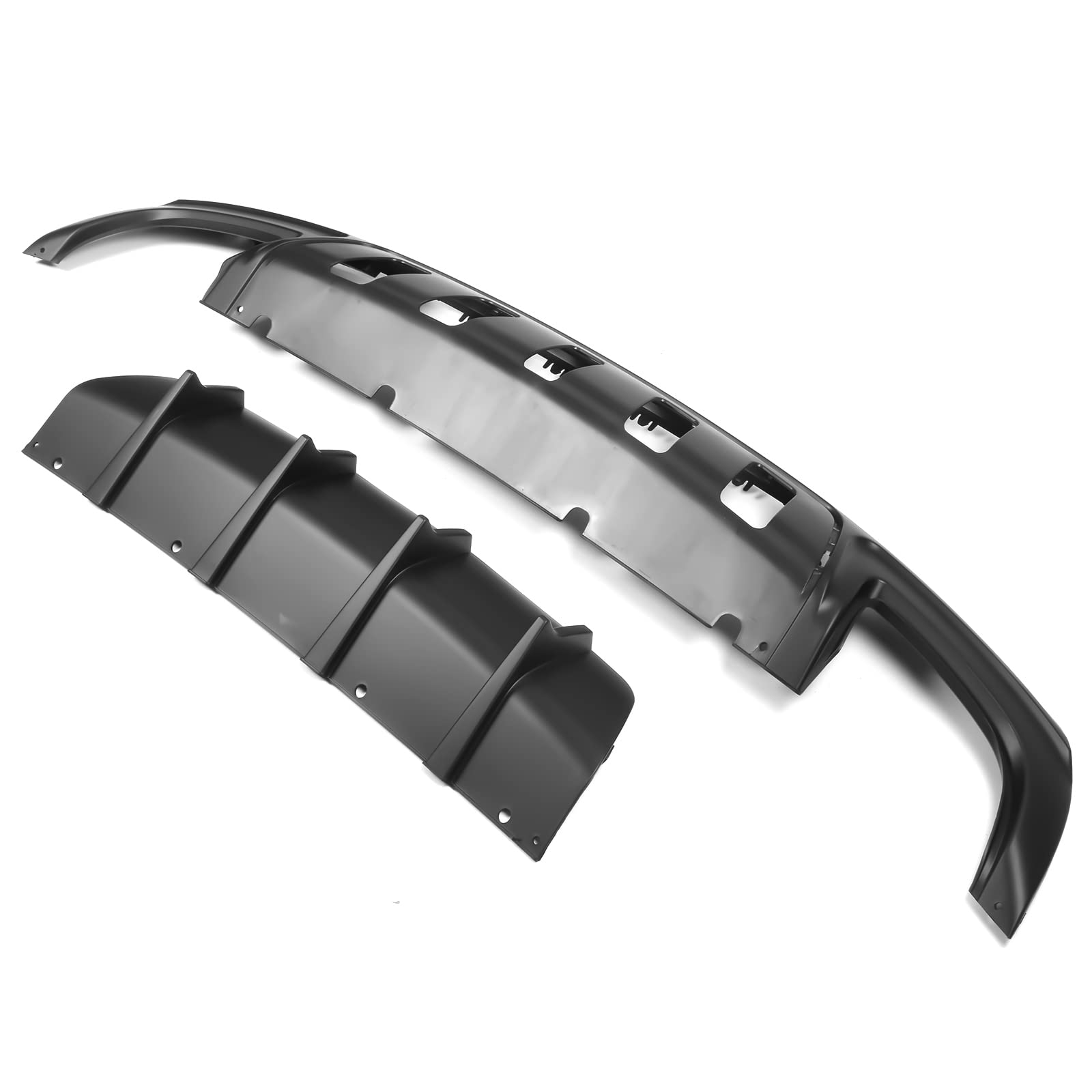 FREEMOTOR802 Rear Diffuser Compatible with 2015-2023 Chrysler 300 - IKON V2 Style Matte Black PP Bumper Lip Valance Diffuser & Shark Fin Splitter (2-Piece Set) | Upgrade Your Car's Rear Styling & Aerodynamics