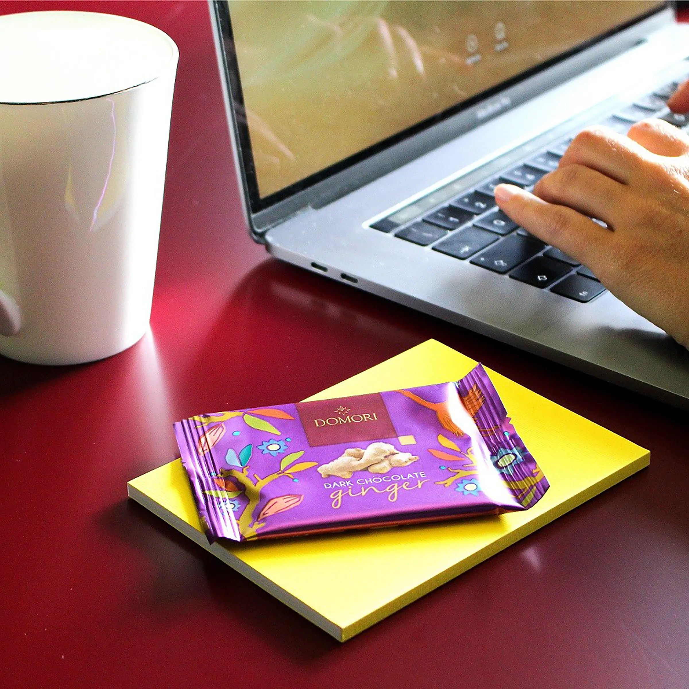 Domori Dark Chocolate and Ginger Snack Bar - Organic, Vegan, Gluten-Free - Perfect for Healthy Snacking, Gifts & On-the-Go Energy