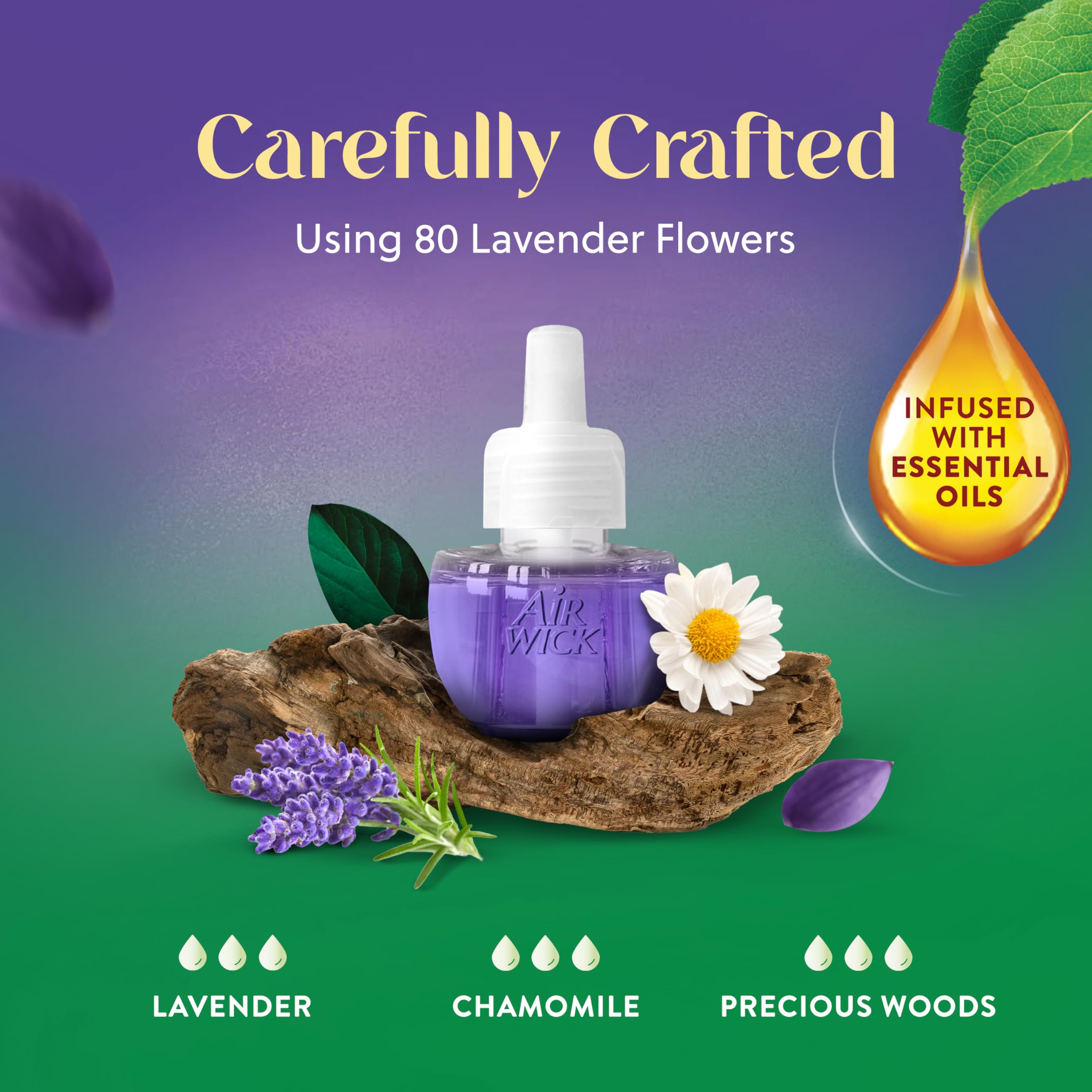 Air Wick Plug in Scented Oil Refills - 10 Pack Lavender & Chamomile Essential Oil Air Freshener | Eco Friendly Home Fragrance for Bedroom, Living Room & Office | Long Lasting Aroma for Relaxation & Stress Relief