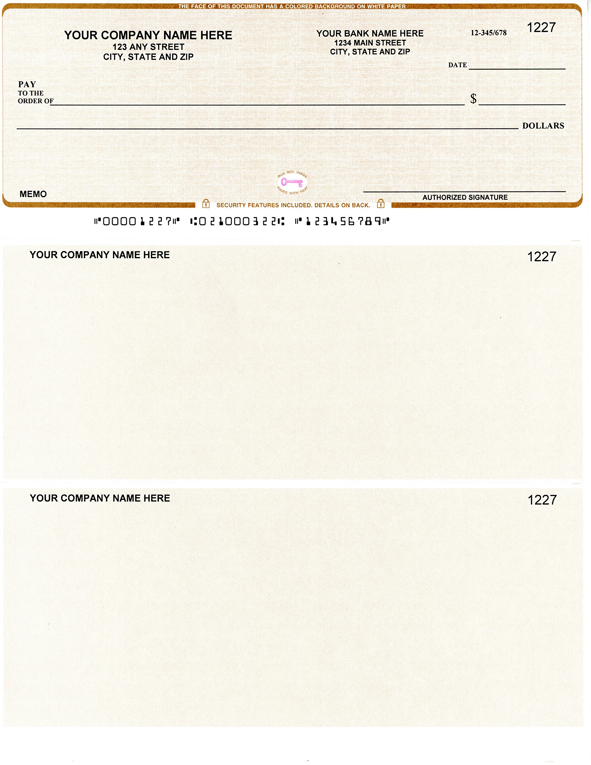 250 Printed Computer Laser Checks - Linen Tan - QuickBooks™ & Quicken™ Compatible - Ideal for Home & Office Accounting