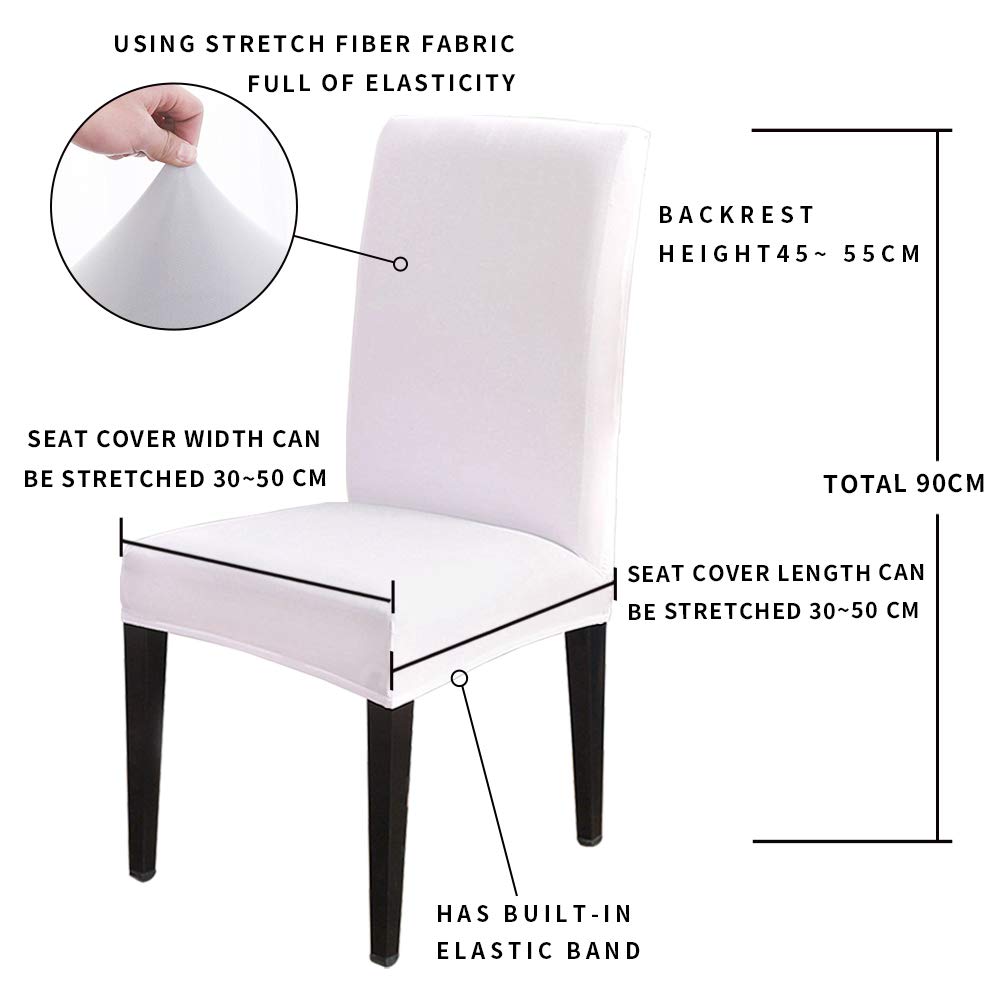 8-Piece Stretchable Washable Armless Dining Chair Slipcovers Set - Zen Pebble Stone Design for Hotel, Wedding, Banquet & Home Dining Room Decor