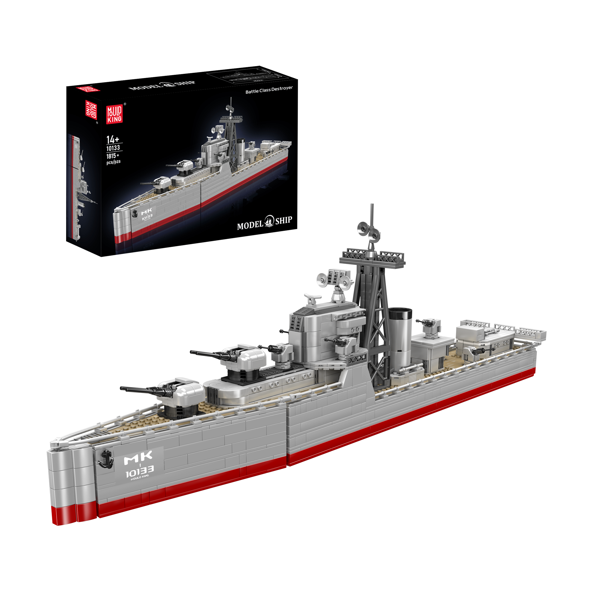 Mould King 10133 Battle Class Destroyer Model Building Kit - 1,815 Piece Military Ship Building Blocks Set for Adults & Teens | Perfect for Collectors, Display & STEM Learning Activities