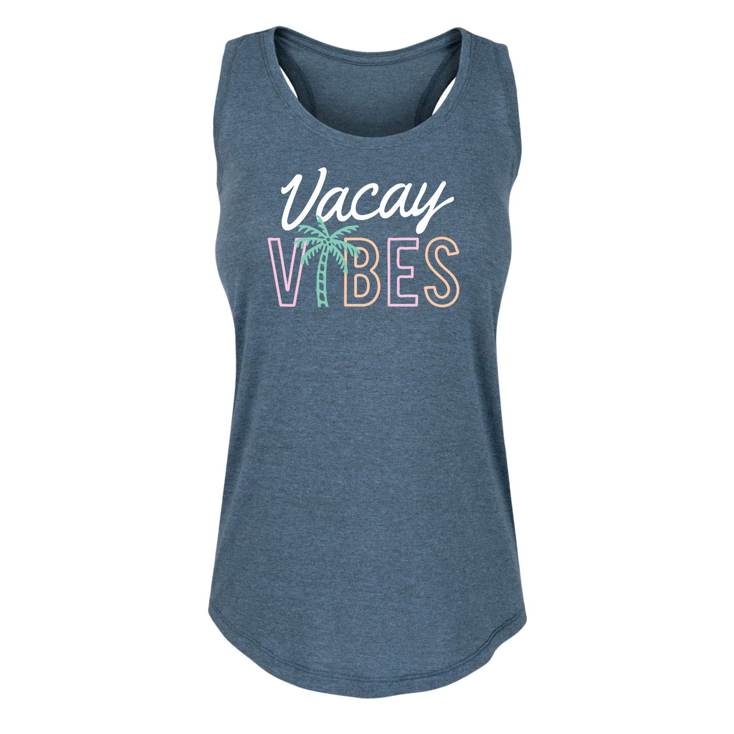 Vacay Vibes Women's Racerback Tank Top - Soft Breathable Workout Shirt for Yoga, Running & Summer Travel - Instant Message Print Design