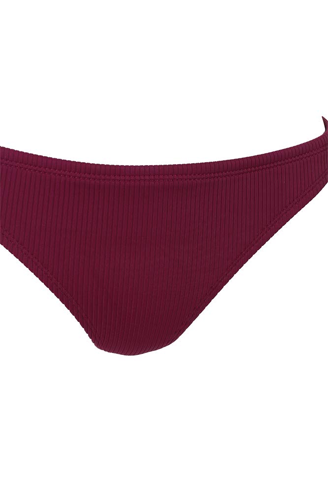 California Waves Juniors XL Purple Ribbed Bikini Bottom - High Waisted Swimwear for Women, Perfect for Beach Vacations, Pool Parties & Summer Getaways