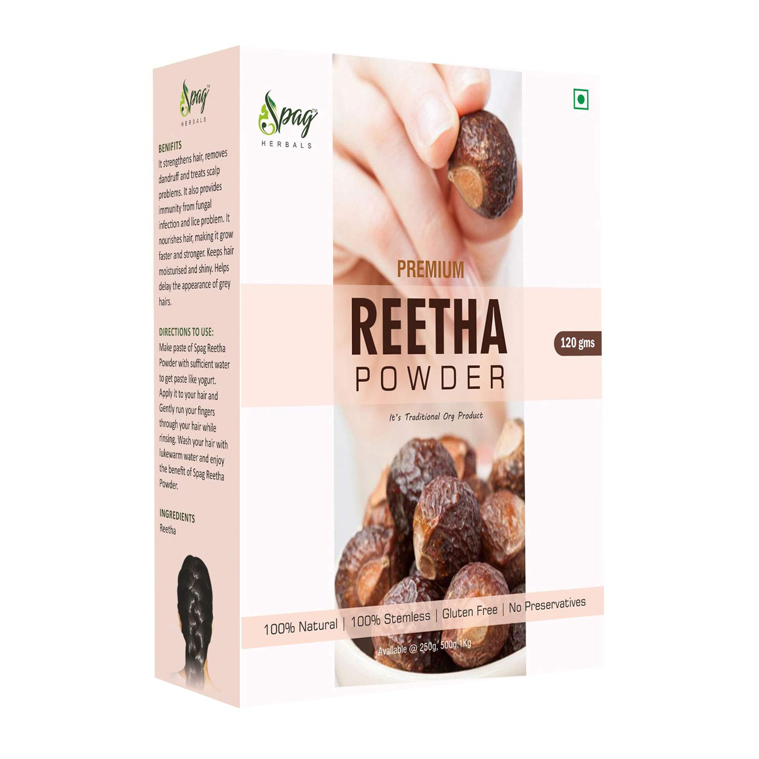 Premium Organic Reetha Powder for Hair Growth & Scalp Care - 100% Natural Soapnut Powder for Shiny, Strong Hair - 120g for DIY Hair Masks, Shampoos & Natural Cleansing