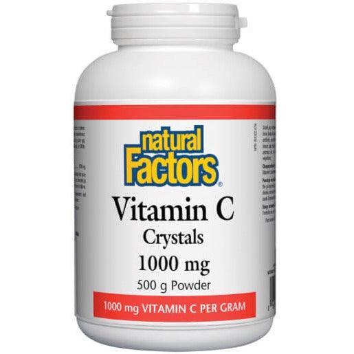Natural Factors Vitamin C Crystals 500g Powder - Pure Ascorbic Acid Supplement for Immune Support, Skin Health & Antioxidant Boost | Ideal for Smoothies, Juices & Daily Wellness Routine