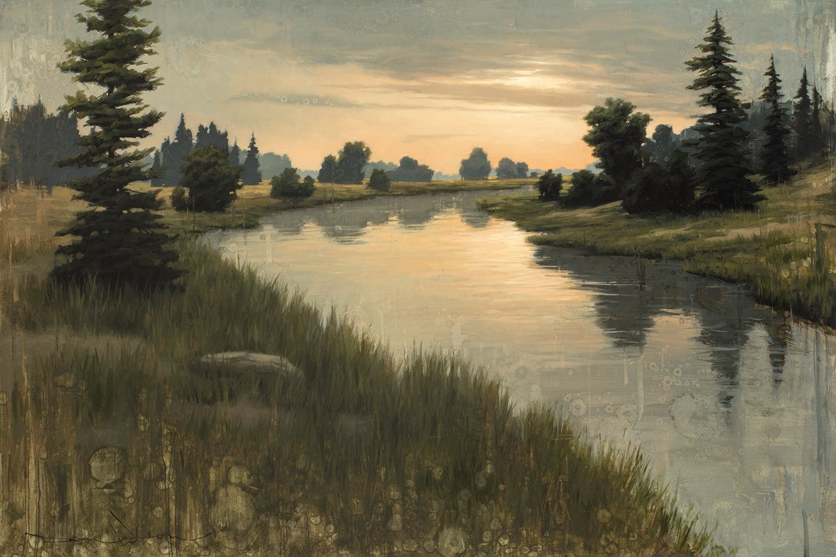 Calming Dusk By Dan Wilson - Relaxing Home Decor Painting for Living Room & Bedroom - Perfect Wall Art for Stress Relief & Meditation Spaces