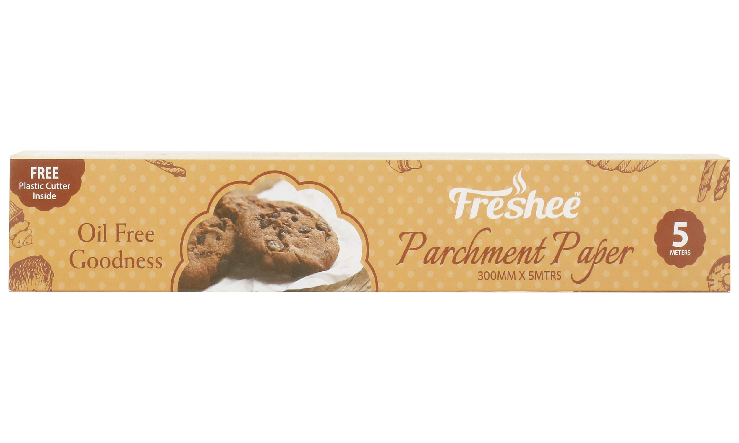 Freshee Parchment Paper Roll 5m x 300mm - Pack of 3, Non-Stick Baking Paper for Cooking, Grilling & Food Wrapping | Microwave & Oven Safe | Perfect for Baking, Roasting & Meal Prep