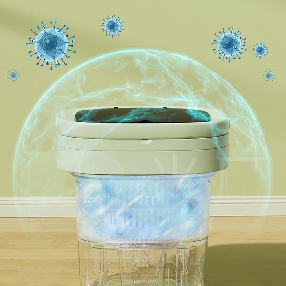 Portable Mini Washing Machine 11L - Compact Front Load Washer with Quiet Operation, TPE & Food-Grade Silicone Drum - Ideal for Apartments, Dorms, RVs & Small Spaces - Green Countertop Semi-Automatic Laundry Solution
