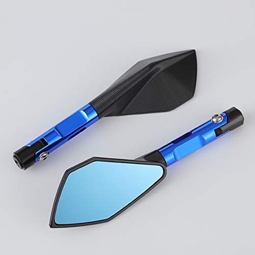 Wooya Motorcycle Rearview Mirror - Aluminum Alloy Inverted Side Mirrors for Street & Sports Bikes (Blue) - Enhanced Visibility & Safety for Urban Commuting & Highway Riding