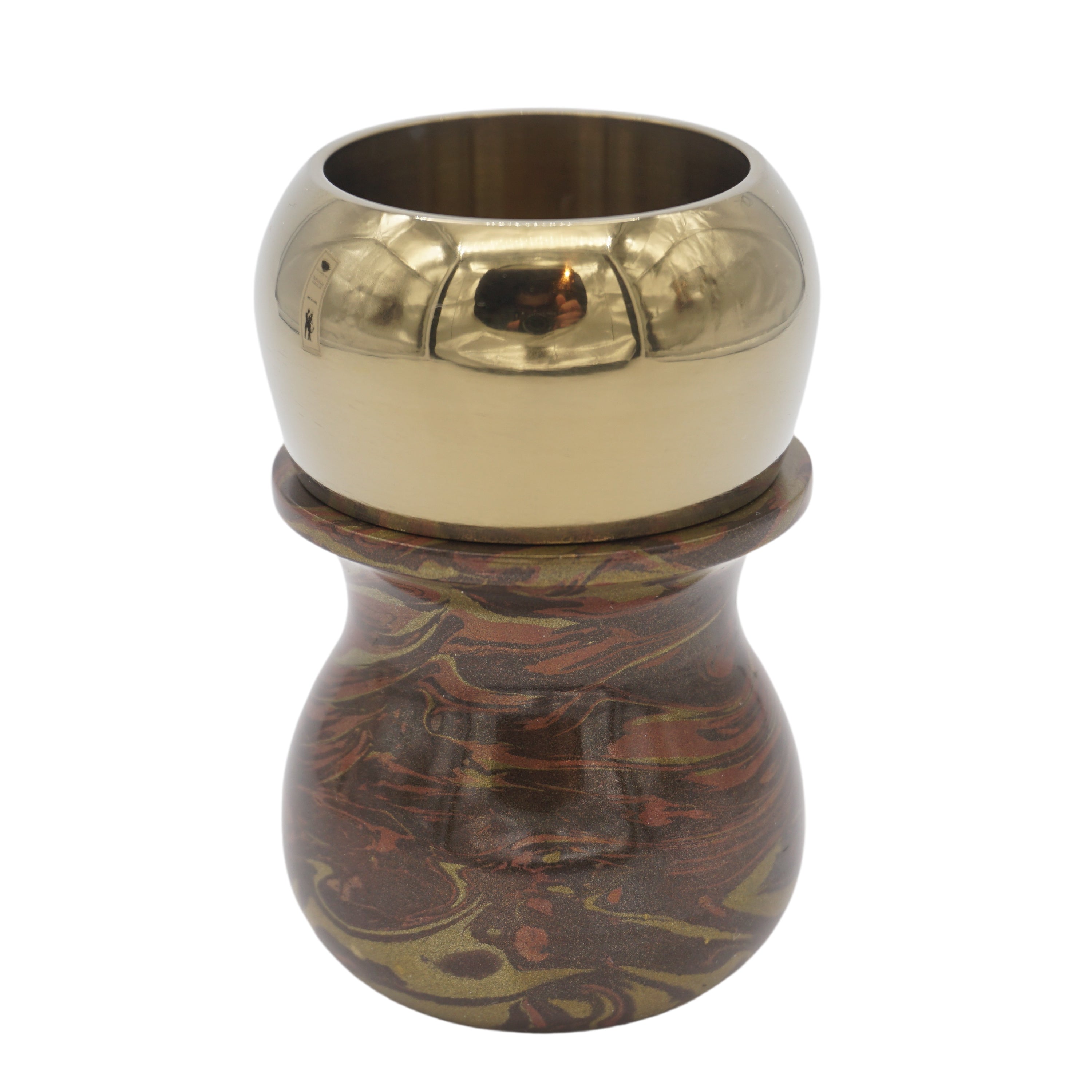 Premium Tri Bronze Handcrafted Shaving Brush Handle - Fits 28mm & 30mm Knots - Perfect for Wet Shaving, Grooming Kits & Luxury Bathroom Accessories