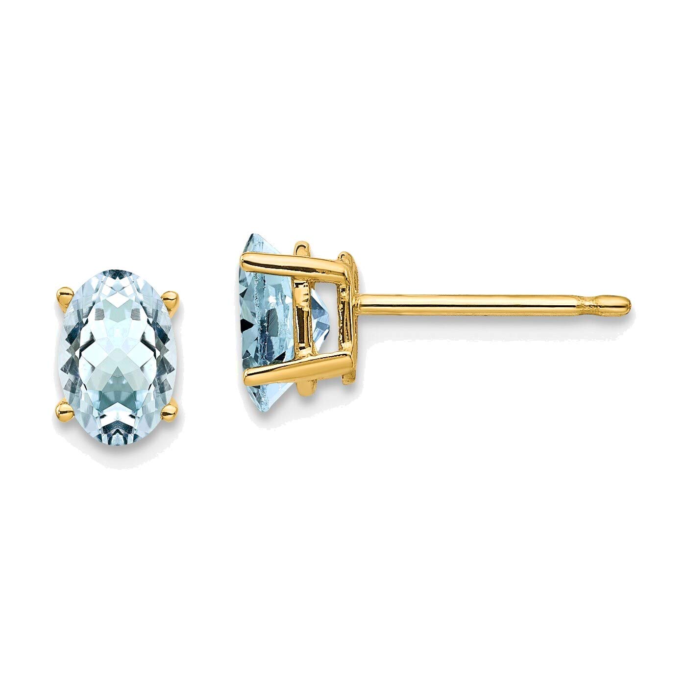 14K Yellow Gold Aquamarine Stud Earrings – Elegant & Durable for Everyday Wear, Gifts & Special Occasions