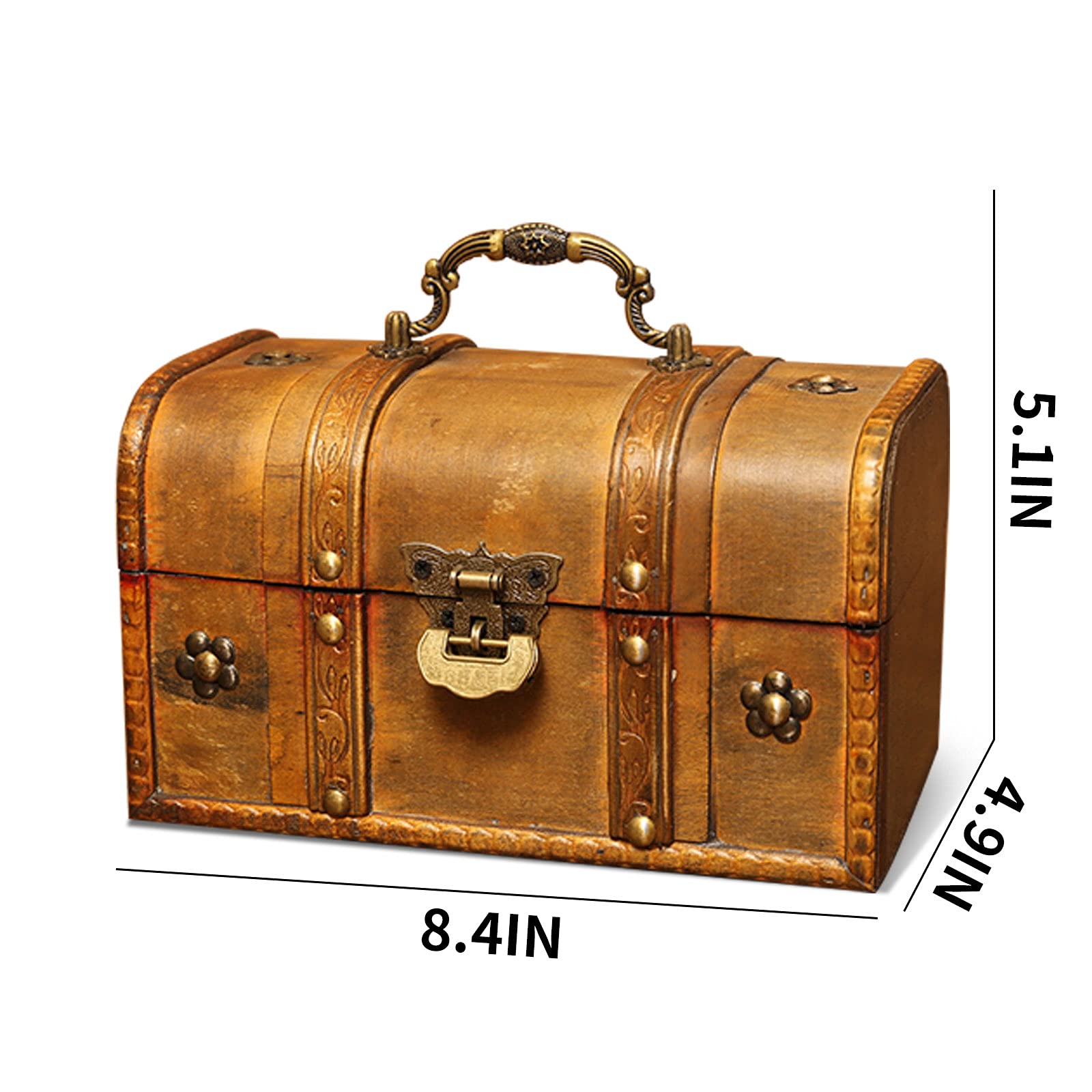 Handcrafted Pirate Treasure Chest with Iron Lock - Wood & Leather Decorative Storage Box for Home Decor, Jewelry, and Keepsakes | Perfect for Themed Parties, Kids' Playroom, and Coastal Interior Design