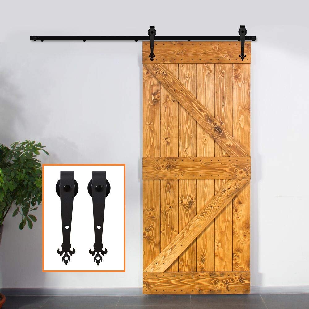 3.5-16FT Heavy Duty Sliding Barn Door Hardware Kit - Smooth & Quiet Operation - 10FT Rails for 60