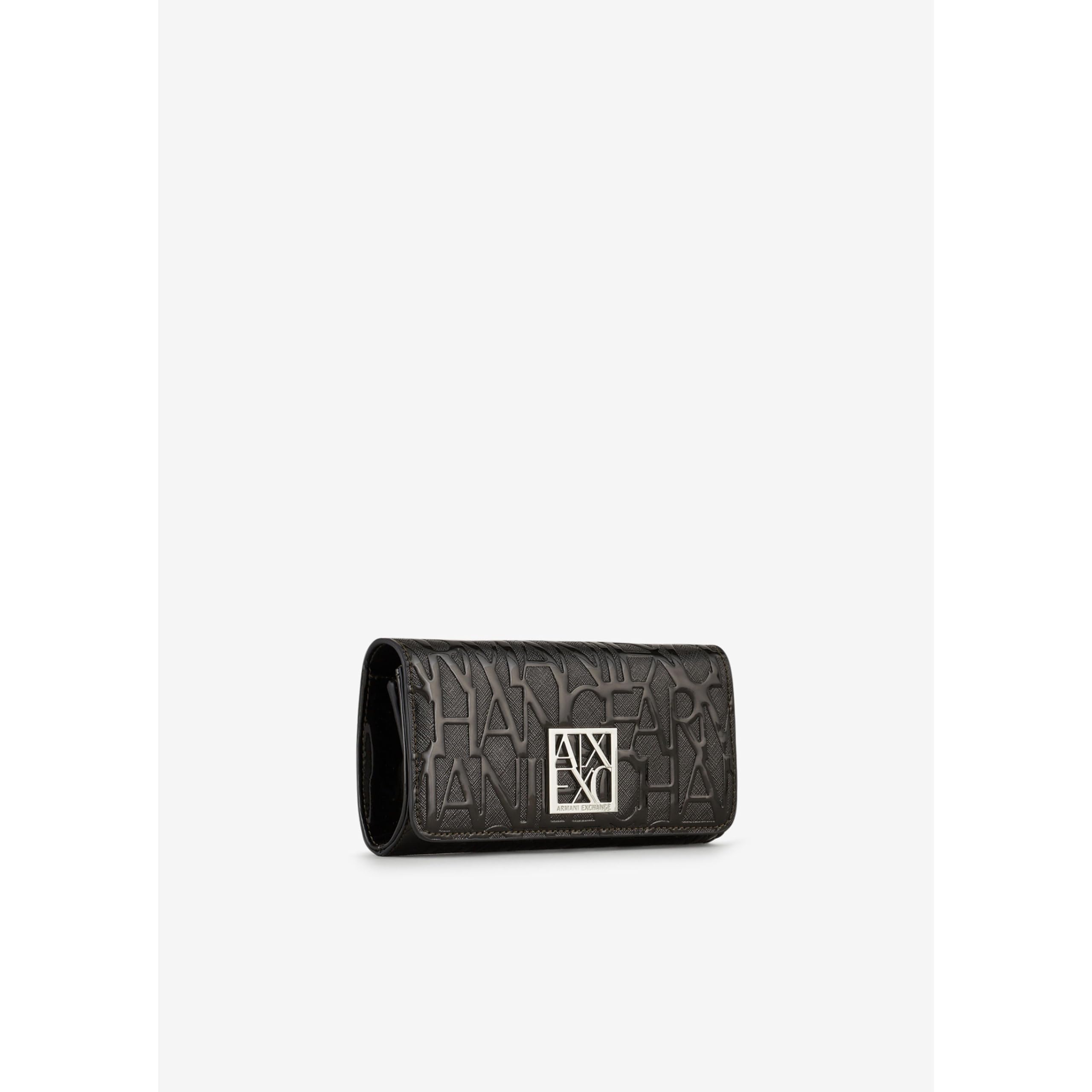 Armani Exchange Women's Chain Wallet - Embossed Logo Bifold Leather Wallet for Women - Fashionable Designer Wallet for Everyday Use, Parties & Gifting (One Size)