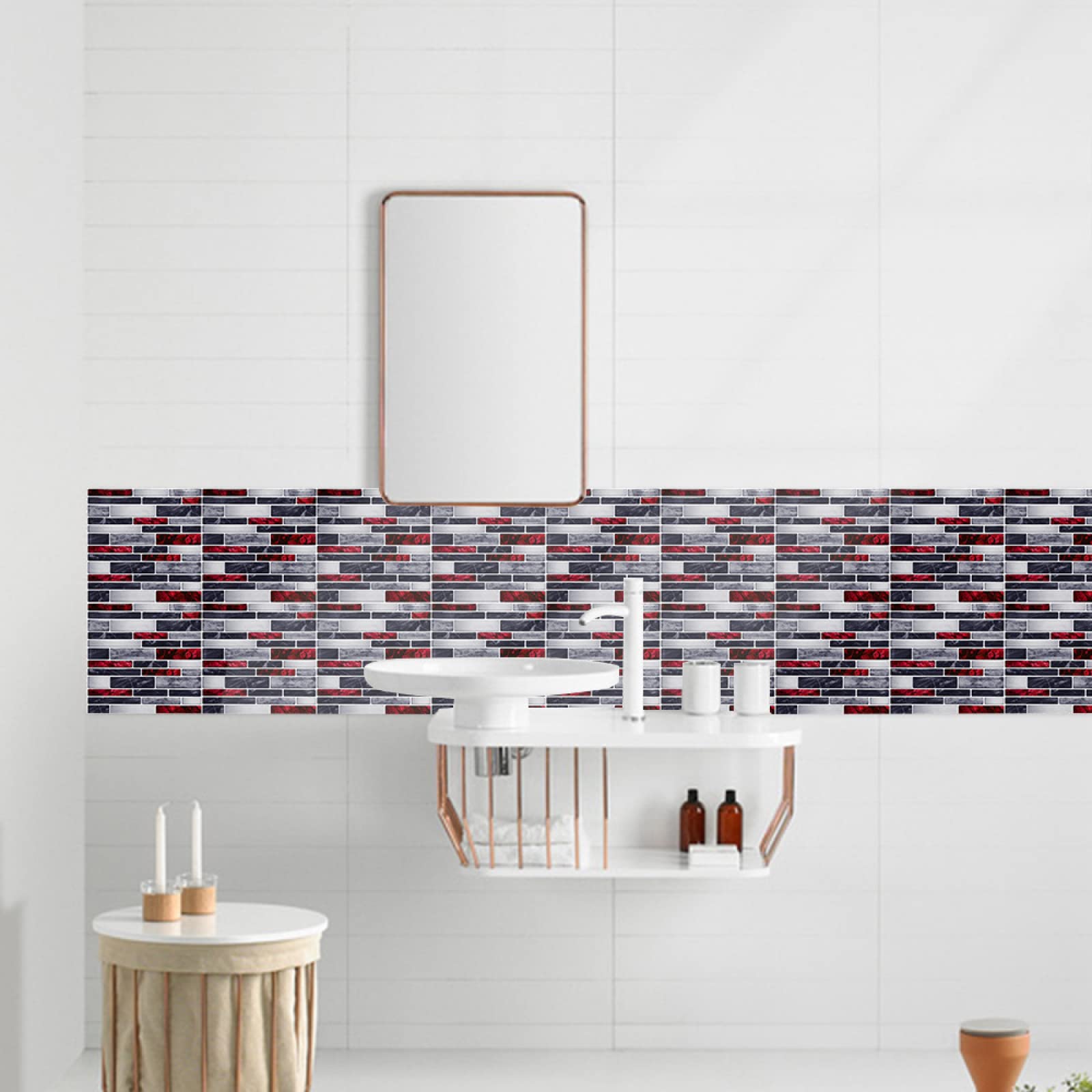 YHXCT Peel and Stick Marble Tile Stickers - 15cm x 15cm (10 Pack) - Self-Adhesive Wall Decals for Kitchen, Bathroom & Home Renovation - Waterproof Oil Stickers for Backsplash, Countertops & Furniture Protection