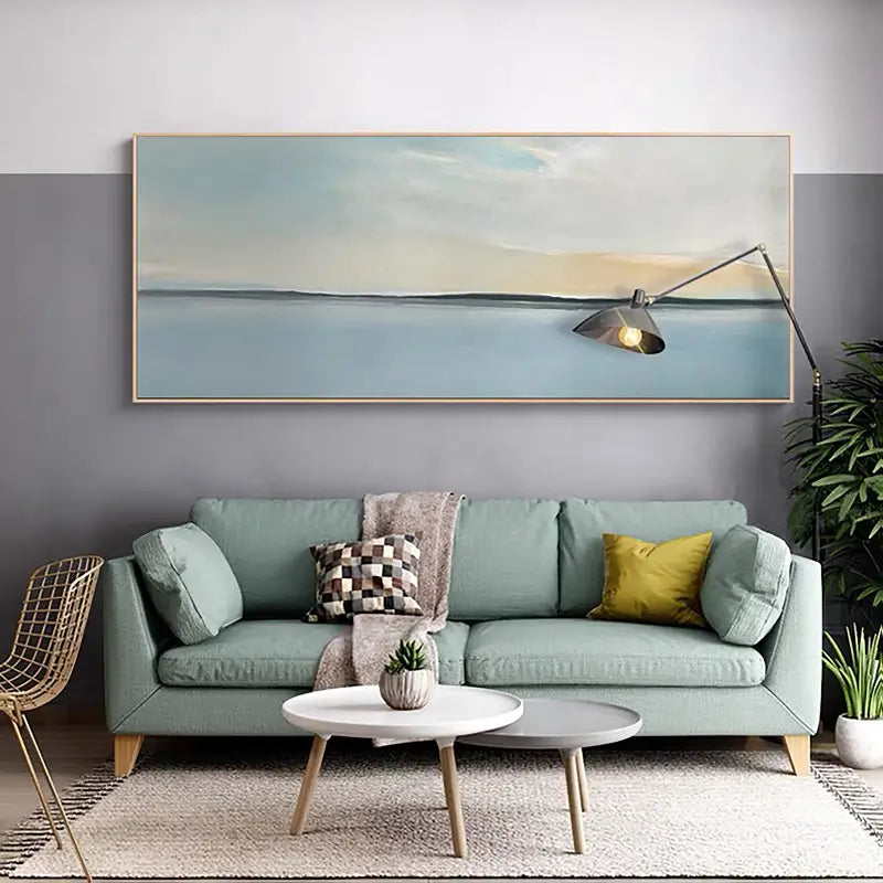 Ocean and Sky Painting - Handmade Canvas Art #OS023 for Home Decor, Office Wall Art, and Living Room Aesthetic