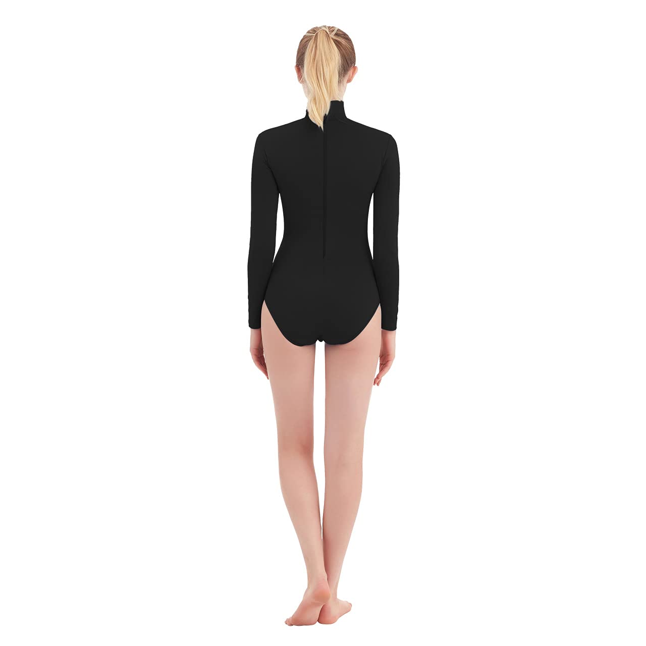 SUPRNOWA Women's Long Sleeve Turtleneck Leotard - Spandex Dance Bodysuit for Ballet, Yoga & Workout - Stretchy Fitness Outfit for Gymnastics & Dance Classes