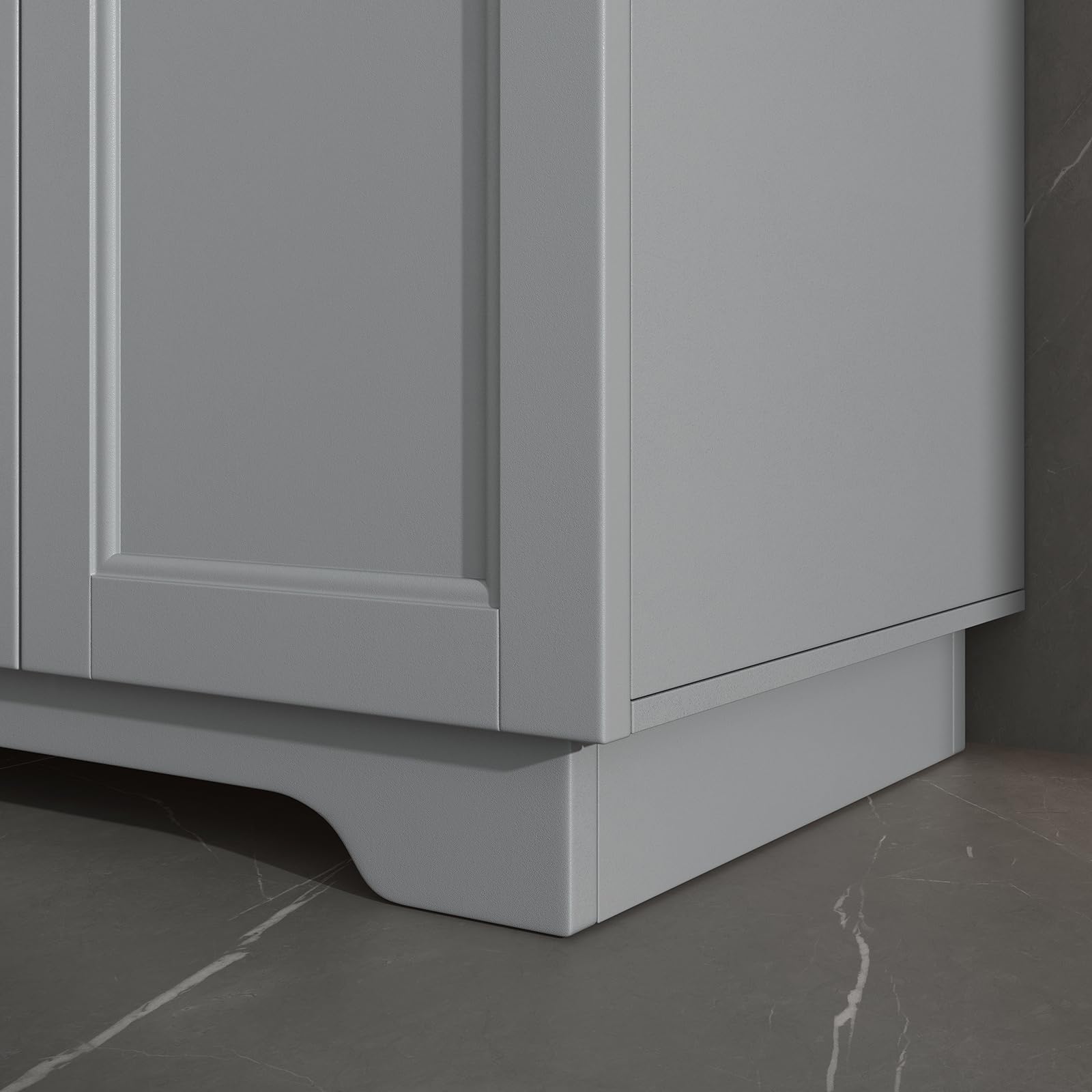 OLD CAPTAIN 24 Inch Bathroom Vanity with Ceramic Sink & Wooden Double Doors - Quick Assembly White & Grey Bathroom Storage Cabinet for Small Spaces | Perfect for Powder Rooms, Guest Baths & Apartment Renovations