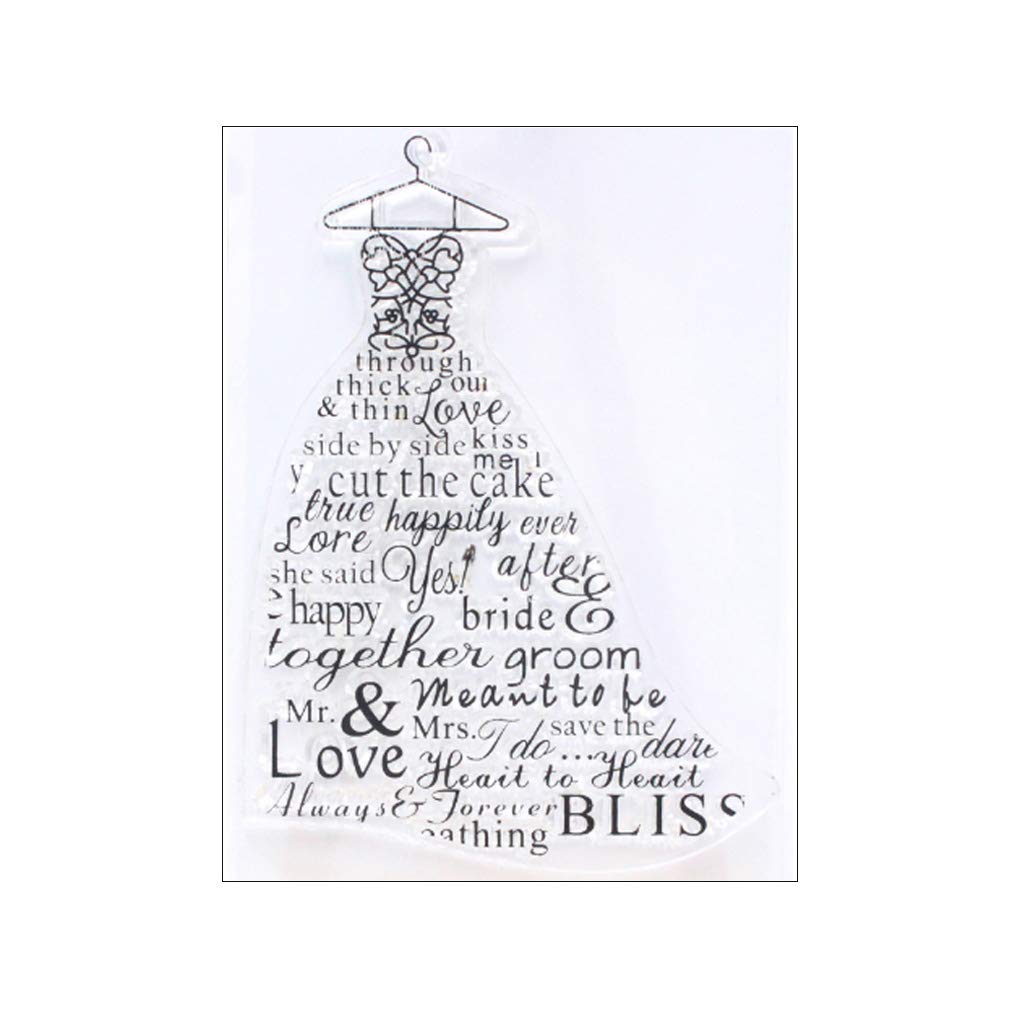 DIY Clear Transparent Rubber Silicone Stamps for Card Making, Scrapbooking & Decoration - Alphabet Letter Words & Wedding Dress Stamp Set | Perfect for Wedding Invitations, Greeting Cards & Craft Projects