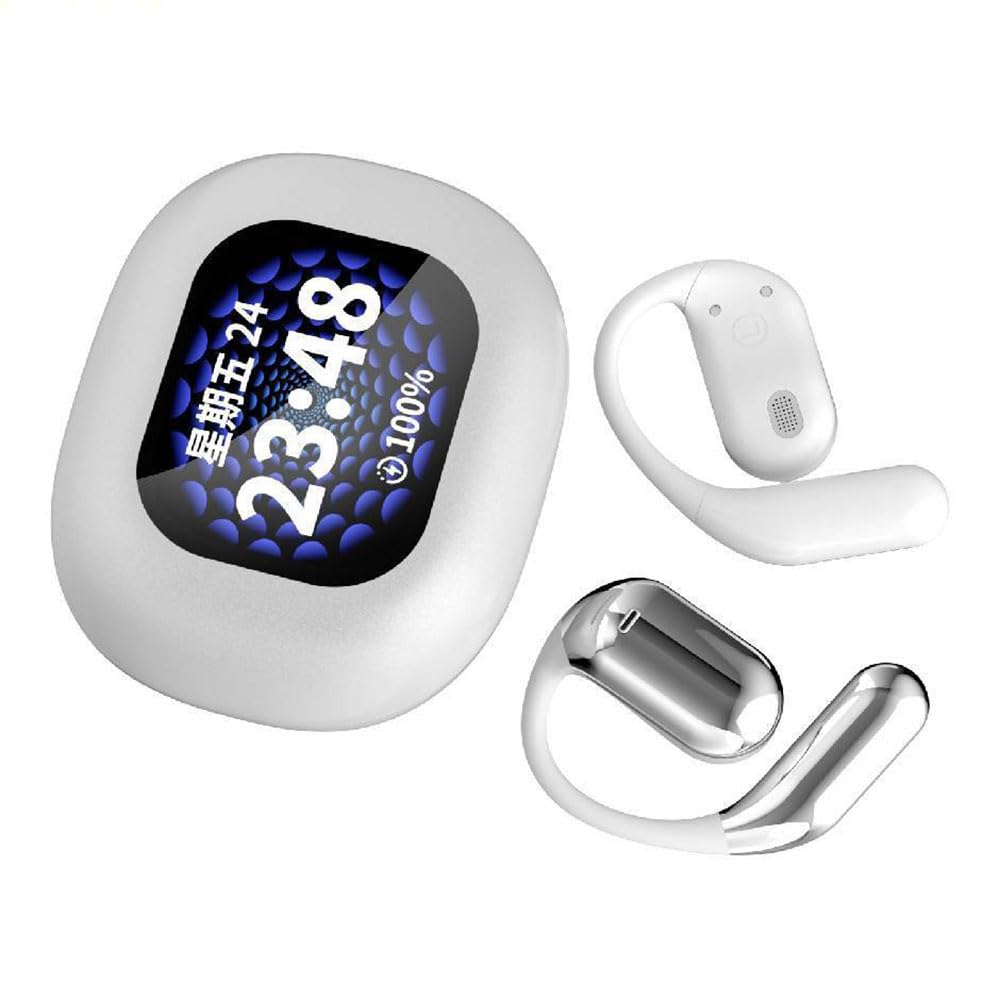 Jhbsou Xp2 Over-Ear Wireless Earbuds with LED Display - Bluetooth 5.4 Open-Ear Sport Headphones for Running, Gym Workouts & Cycling (Dark Gray) - Sweatproof Comfortable Earphones for Outdoor Activities & Office Use