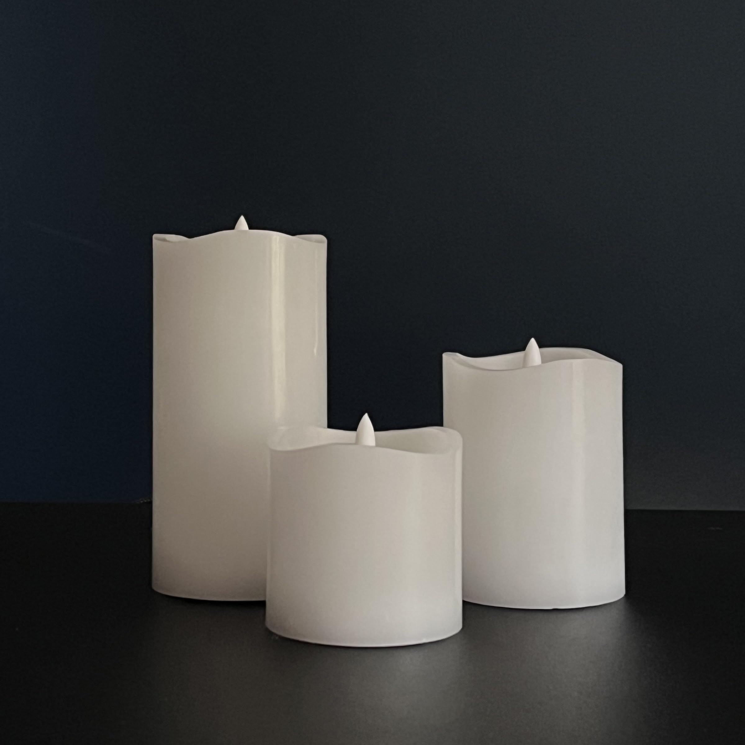 Stonebriar 3-Pack White Real Wax Flameless LED Pillar Candles with Remote & Timer - Battery Operated Decorative Candles for Home Decor, Weddings, and Romantic Dinners