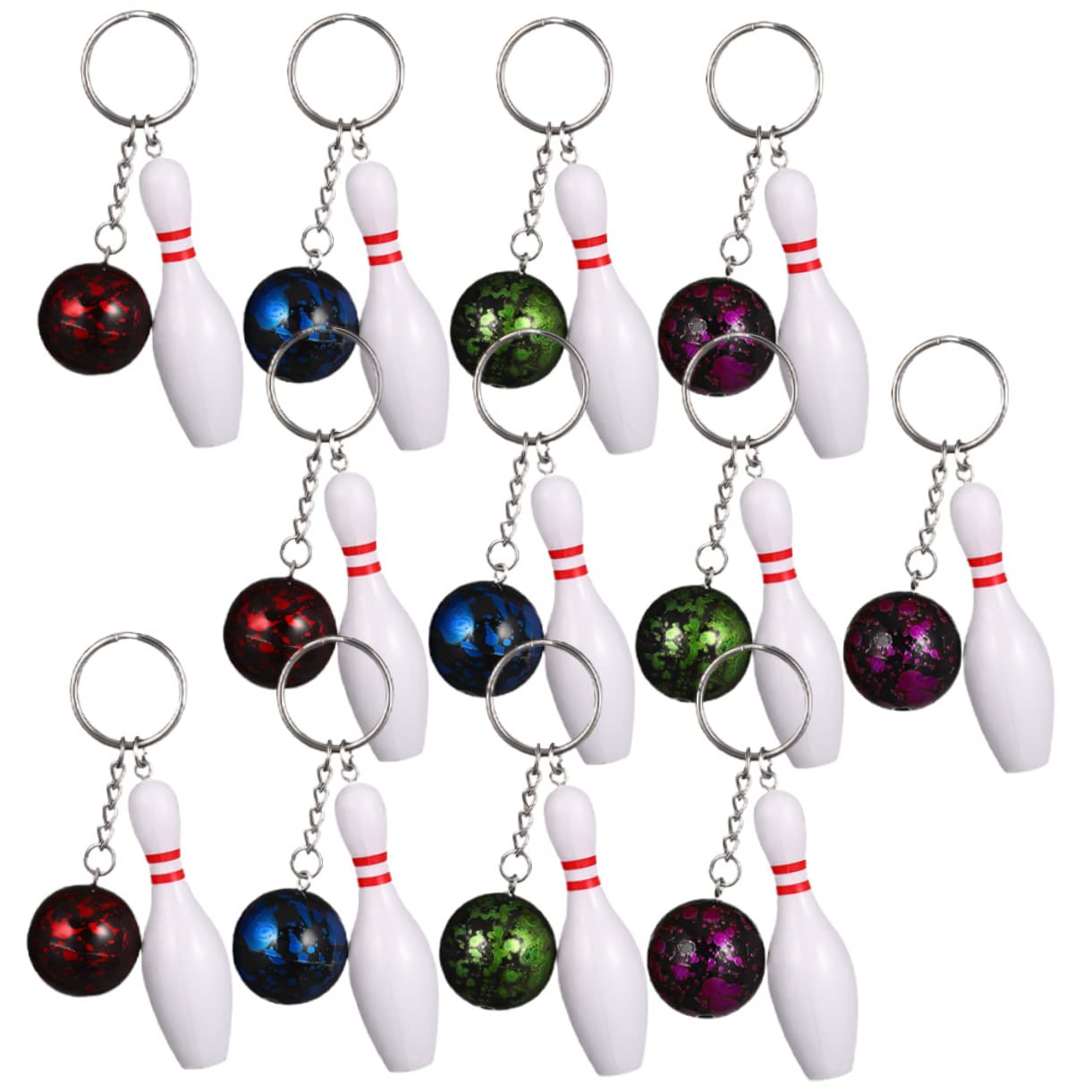 WESIEVYA 36 Pcs Mini Bowling Keychain Set - Red PVC Bowling Ball Keychains for Handbags & Gifts - Perfect for Bowling Enthusiasts, Party Favors & Souvenirs
