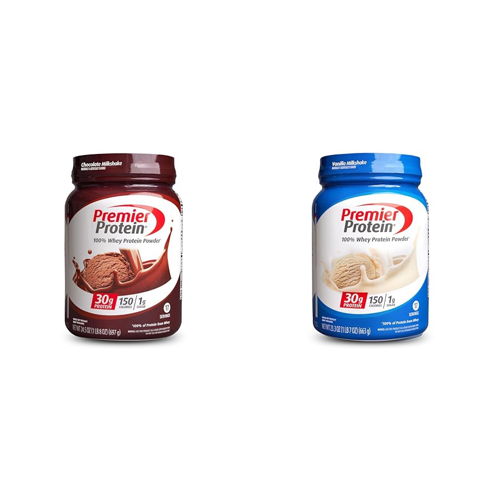 Premier Protein 100% Whey Powder Bundle - Chocolate & Vanilla Milkshake Flavors | High Protein Supplement for Muscle Recovery, Weight Loss & Post-Workout Nutrition