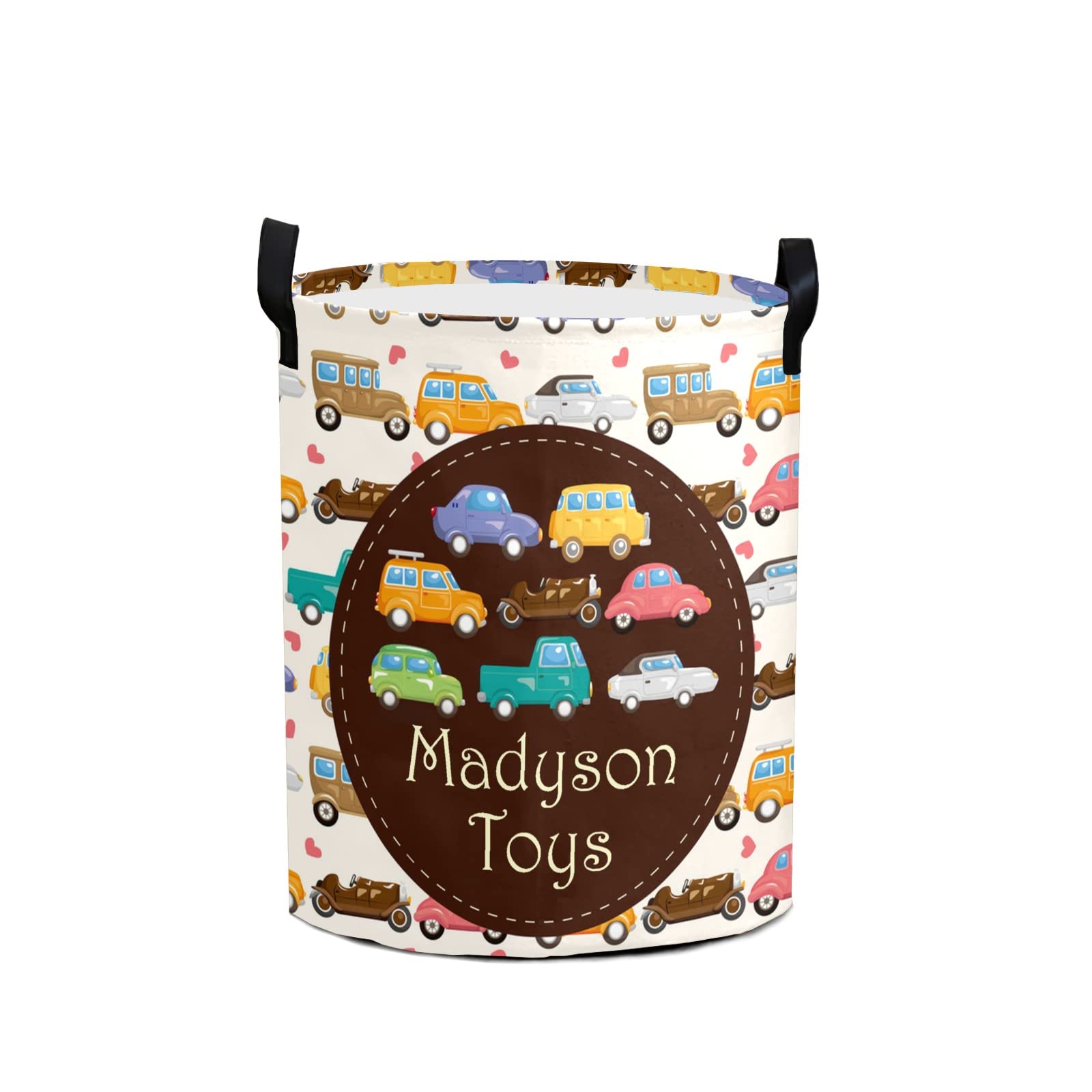 Personalized Baby Laundry Basket for Boys & Girls - Custom Collapsible Laundry Hamper with Handle, Storage Organizer for Nursery, Bathroom, Bedroom & Living Room Decor (Car Design) - Perfect for Baby Showers, Kids' Rooms & Home Organization