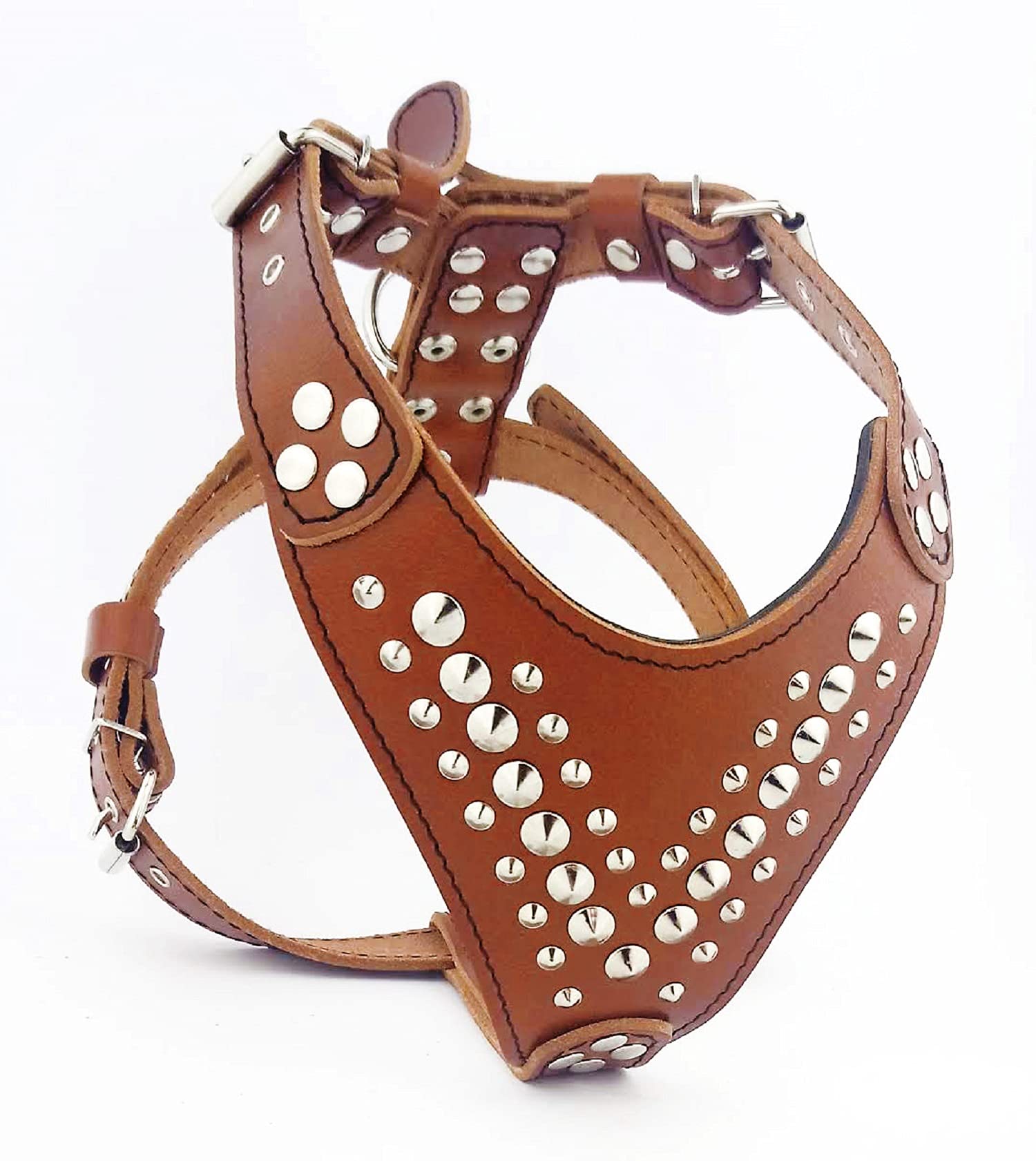 Bestia Star Studded Leather Dog Harness – Premium Adjustable Pet Harness for Small & Medium Dogs – Stylish & Durable for Walking, Training & Outdoor Adventures