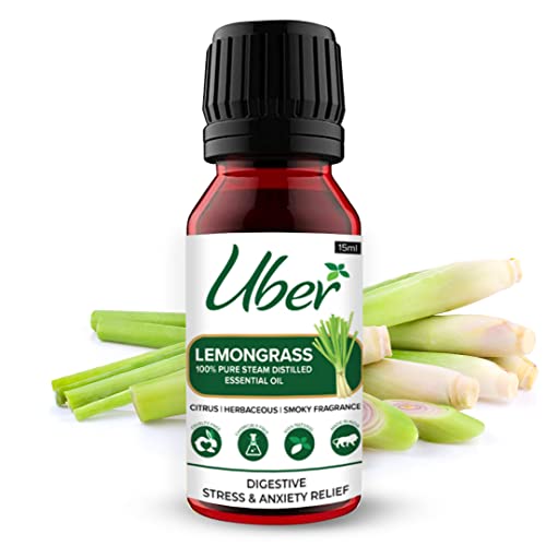 100% Pure Lemongrass Essential Oil for Skin, Hair & Aromatherapy - Natural Face Care & Relaxation - 15ml Bottle - Perfect for Massage, Diffusers & DIY Beauty Products