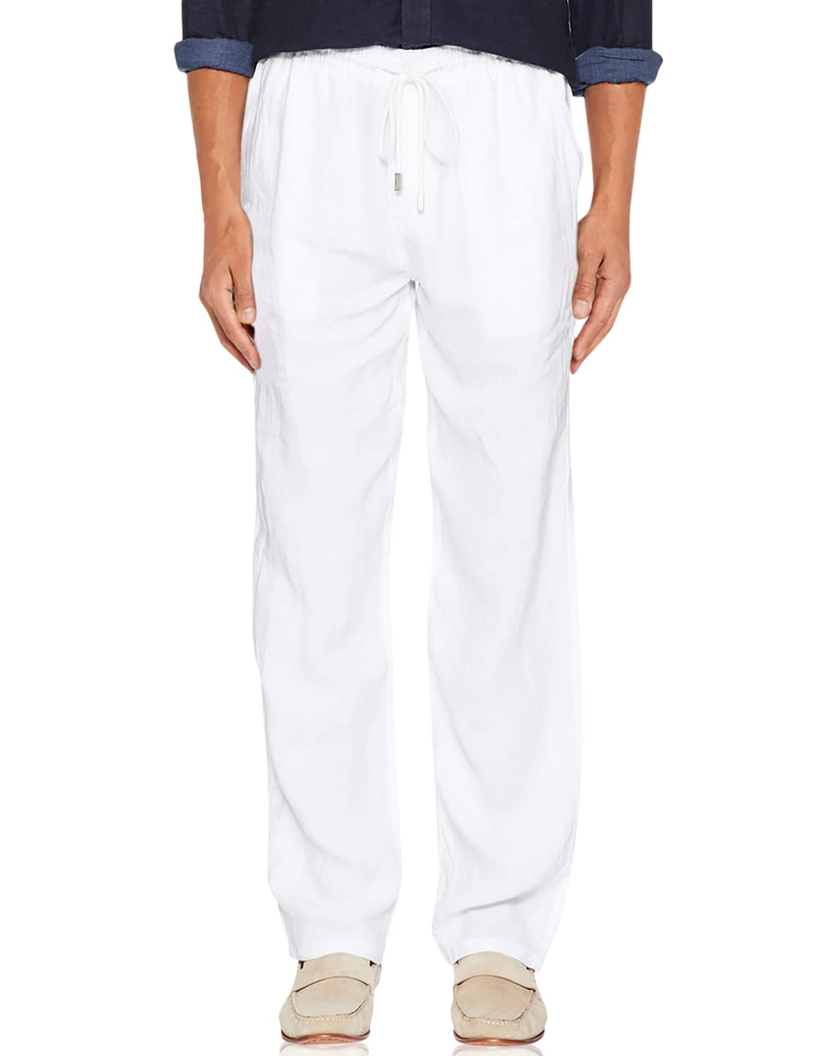 Vilebrequin Men's Solid Linen Pants - Comfortable Summer Beachwear, Casual Lounge Pants for Vacation & Travel - Size XXXL