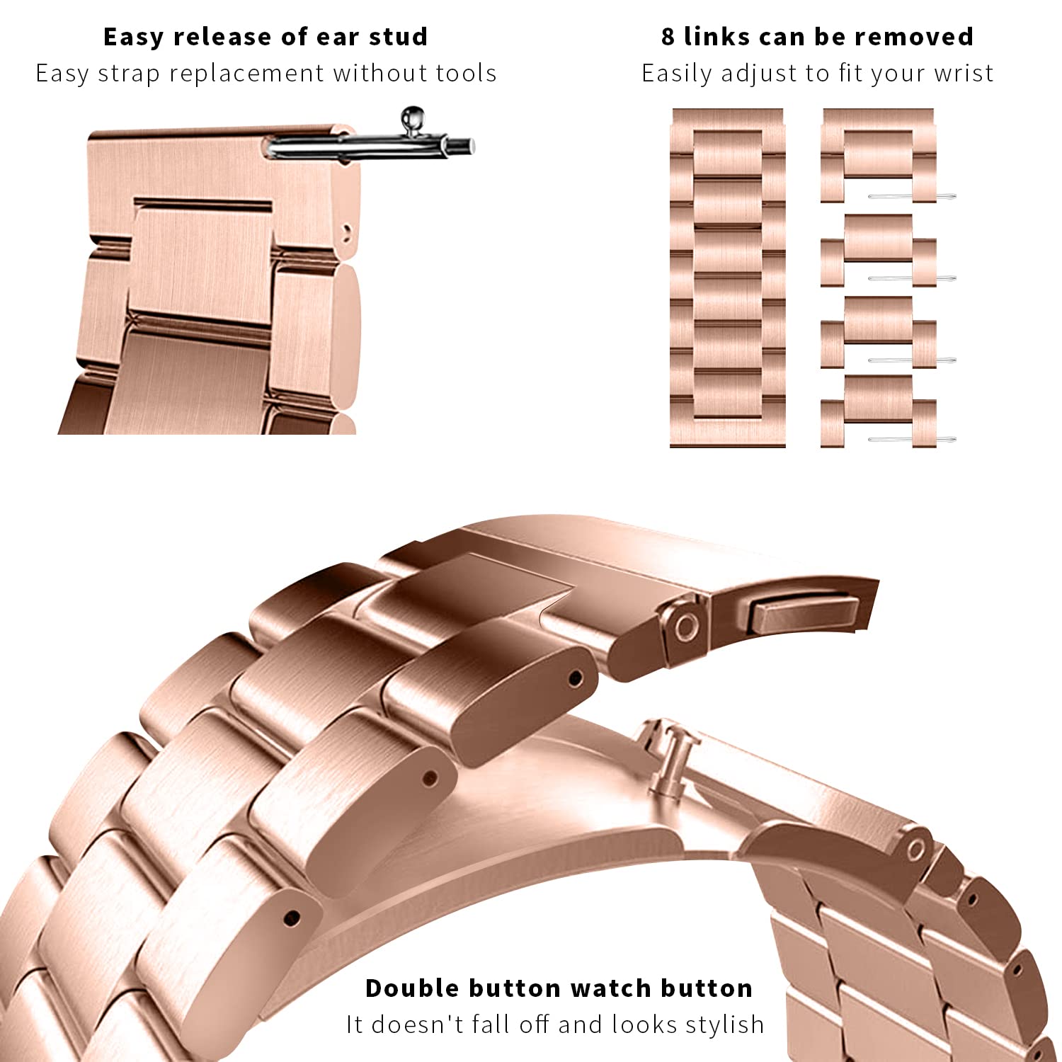 Premium Stainless Steel Apple Watch Band - Quick Release 14mm 16mm 18mm 20mm 22mm 24mm Sizes - Luxury Metal Watch Strap for Men & Women - Perfect for Workouts, Office & Everyday Wear
