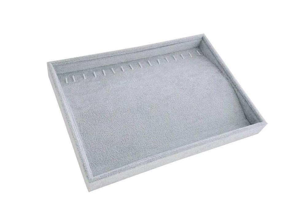 Luxury Gray Velvet Jewelry Tray Organizer - Stackable Storage Box for Necklaces, Rings & Earrings - Perfect for Closet, Drawer, Trade Show & Home Organization