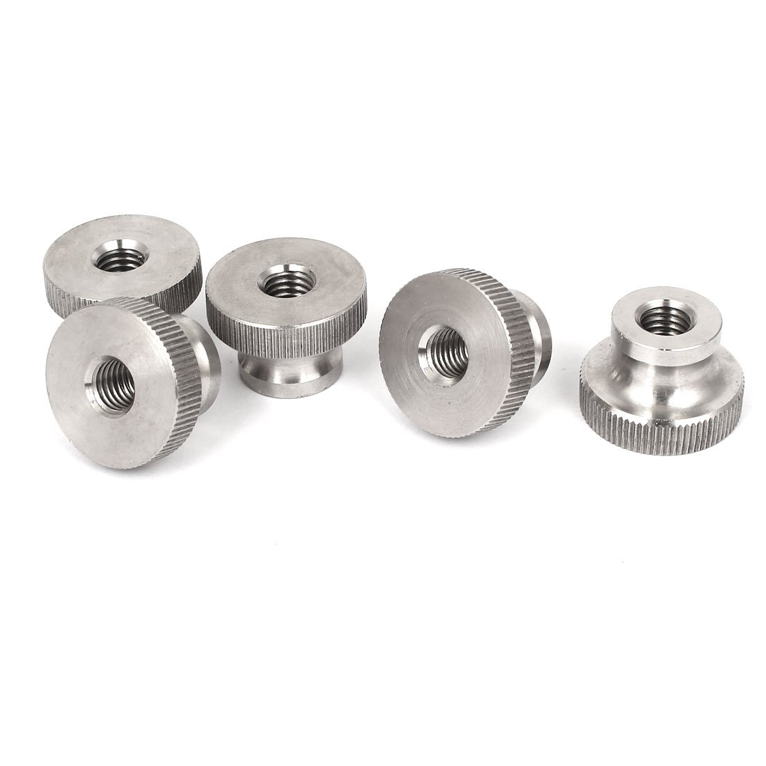 uxcell 5Pcs M8x1.25mm 304 Stainless Steel Knurled Thumb Nuts - Silver Round Knob Fasteners for 3D Printer Parts, DIY Projects & Machinery Maintenance