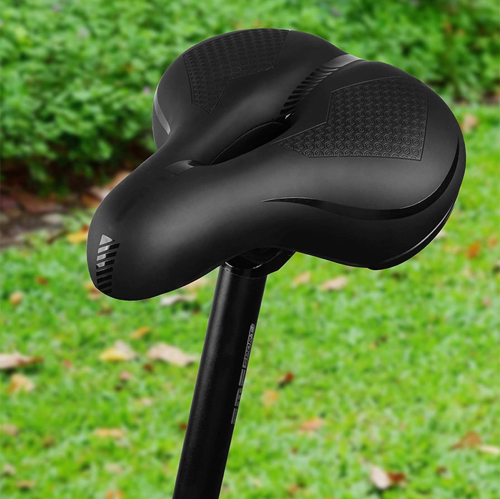 **Comfortable Memory Foam Bicycle Saddle Seat with Gel Cushion & Reflective Strap – Shock-Absorbing Bike Seat for Men & Women – Ideal for Exercise Bikes, Mountain Bikes & Commuting**