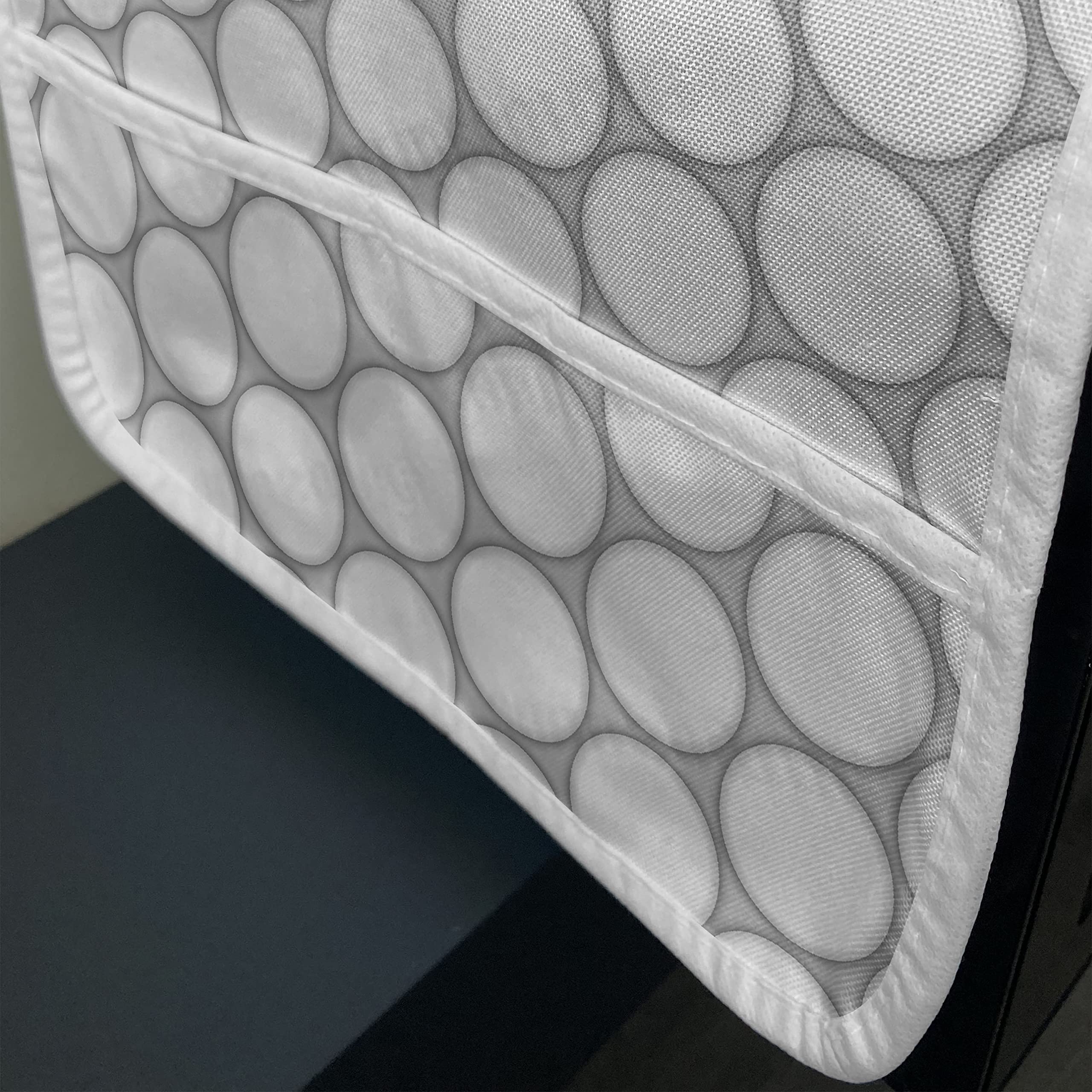 Ambesonne Abstract Microwave Oven Cover - Geometric Circles & Ovals Pattern in Soft Grey White Tones, Water Resistant Kitchen Organizer with Pockets, 36