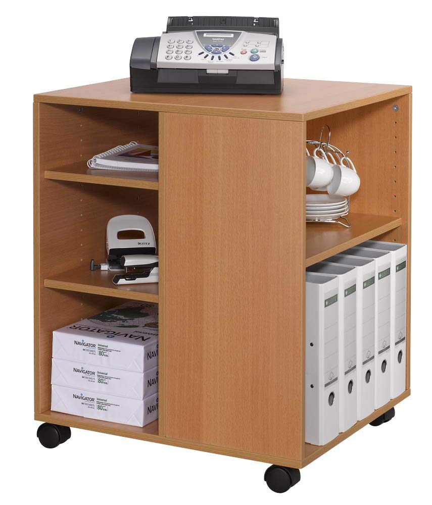 Durable 3-Tier Rolling Utility Cart - Multi-Functional Mobile Storage Organizer for Office Supplies, Books & Home Organization | Beechwood Finish | Perfect for Office, Classroom & Bedroom Storage Solutions