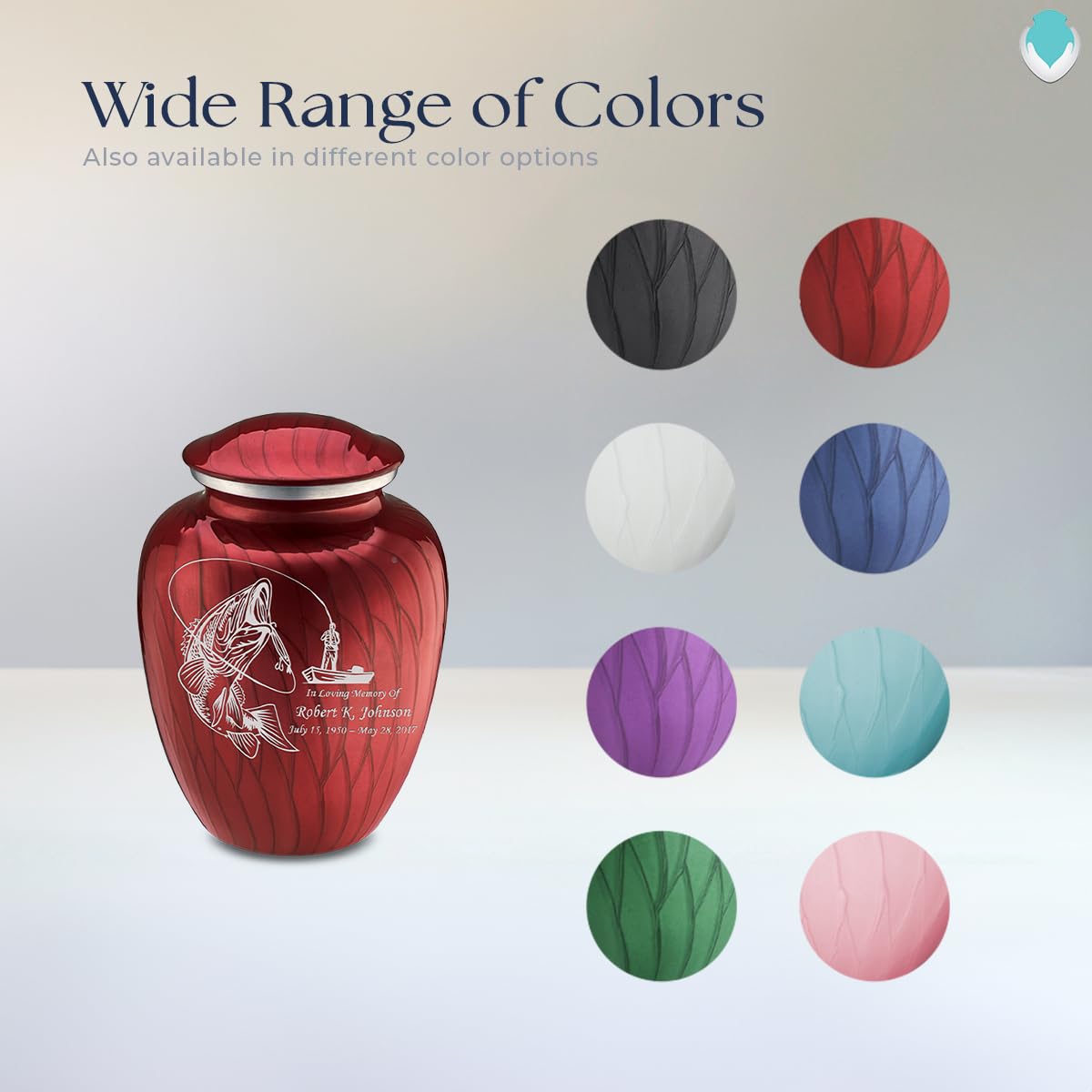 Personalized Fishing Cremation Urns for Ashes - Pearl Candy Red Funeral Urn with Double Side Engraving for Men & Women (44 lbs) | Memorial Keepsake for Anglers, Perfect for Home Display or Scattering Ceremonies