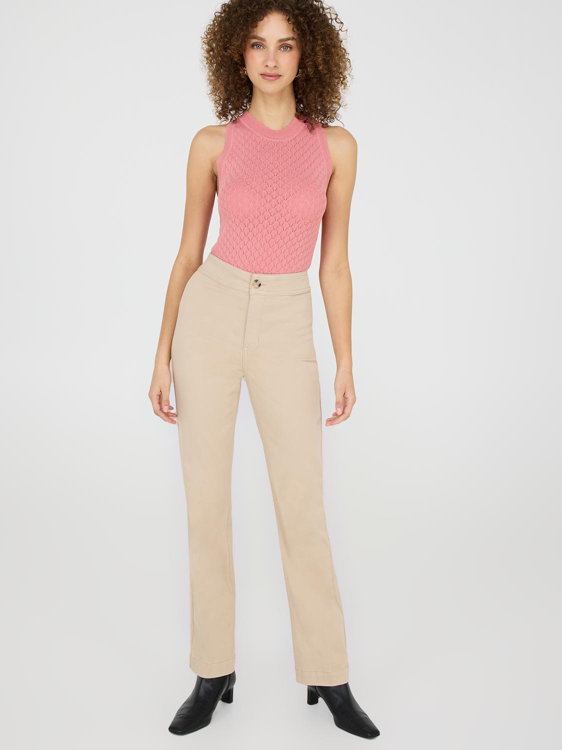 Premium Tencel Mid Rise Straight Leg Pants for Women - Comfortable & Breathable Office Work Pants - Perfect for Business Casual, Travel & Everyday Wear