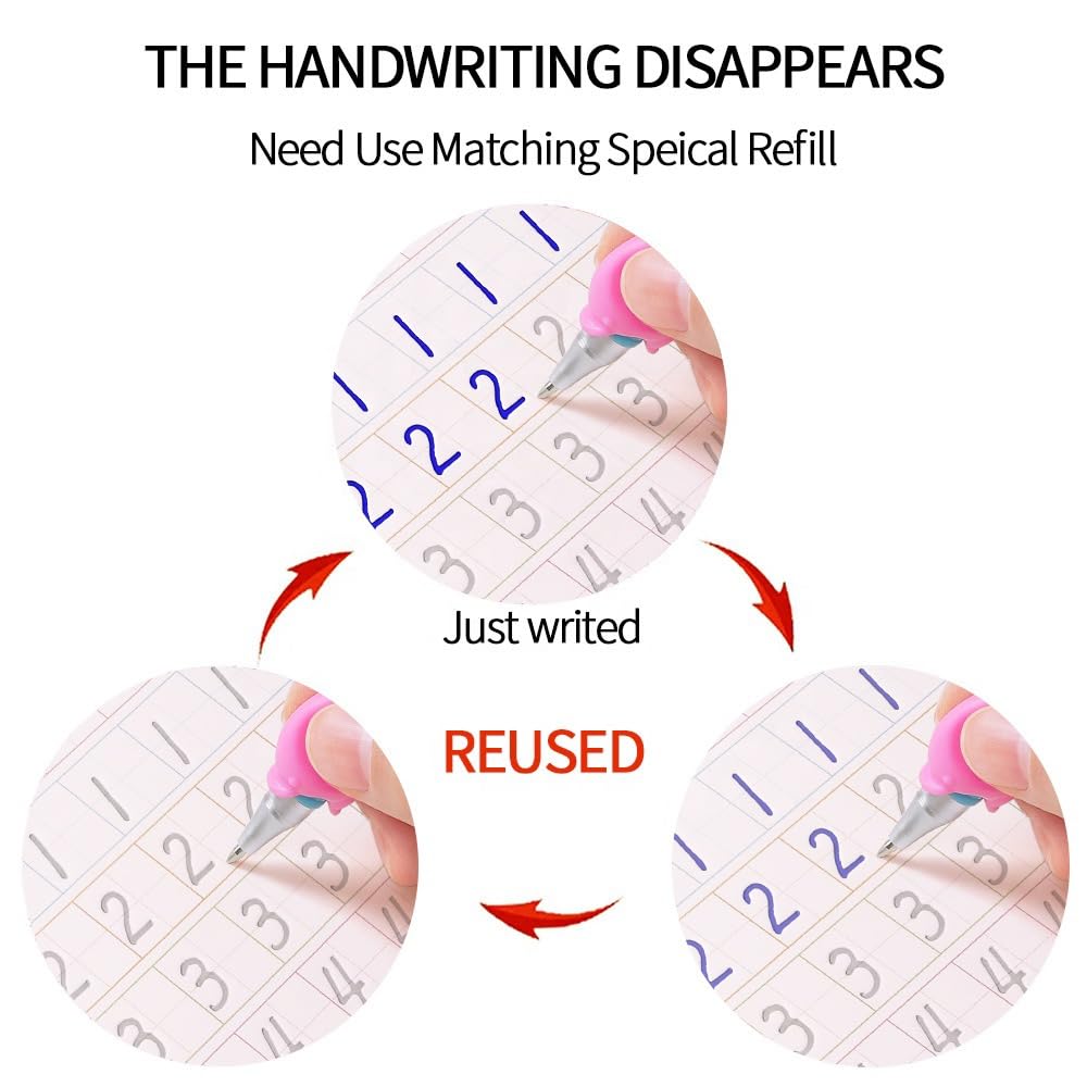 DTREEL 4 Pack Reusable Grooved Handwriting Practice Books for Kids Ages 3-5 | Magic Copybooks for Preschool Learning | Perfect for Home & Classroom Writing Practice