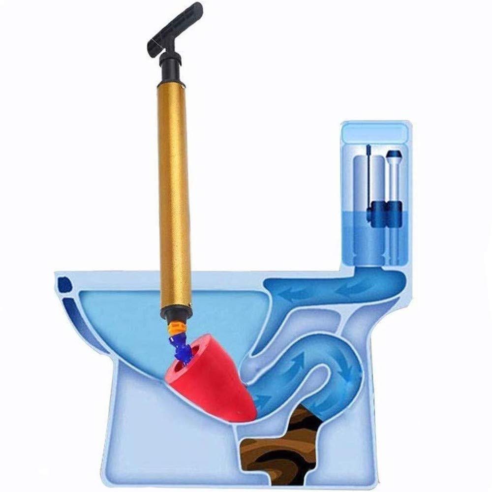 High Pressure Manual Toilet Plunger - Multi Drain Opener for Bathroom, Toilet, Bathtub - Effective Clog Remover & Drain Pump Tool - Perfect for Home, Hotel, and Commercial Use