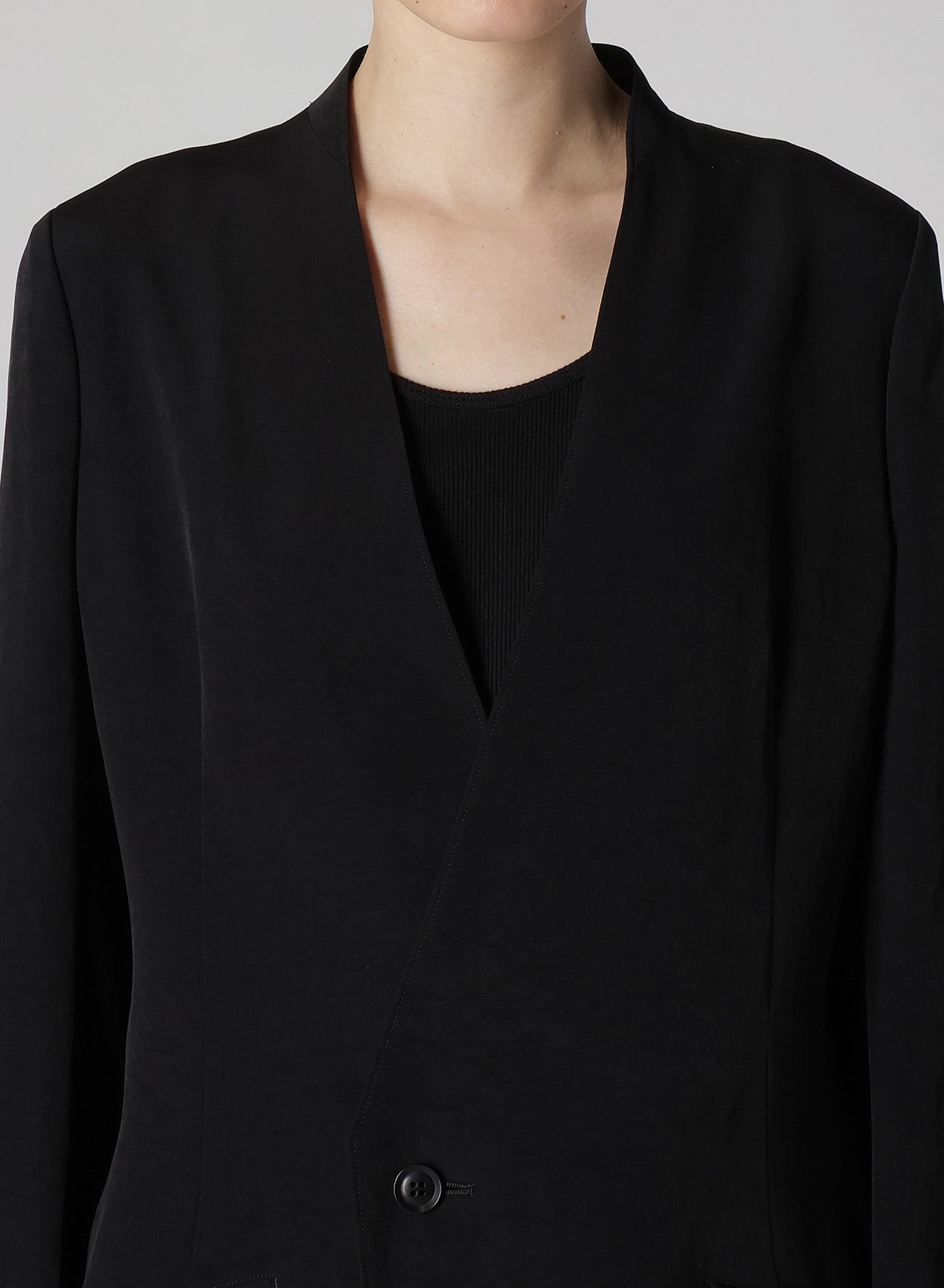 Crepe de Chine Collarless Jacket for Women - Lightweight & Elegant Blazer for Office, Casual Wear & Evening Outfits