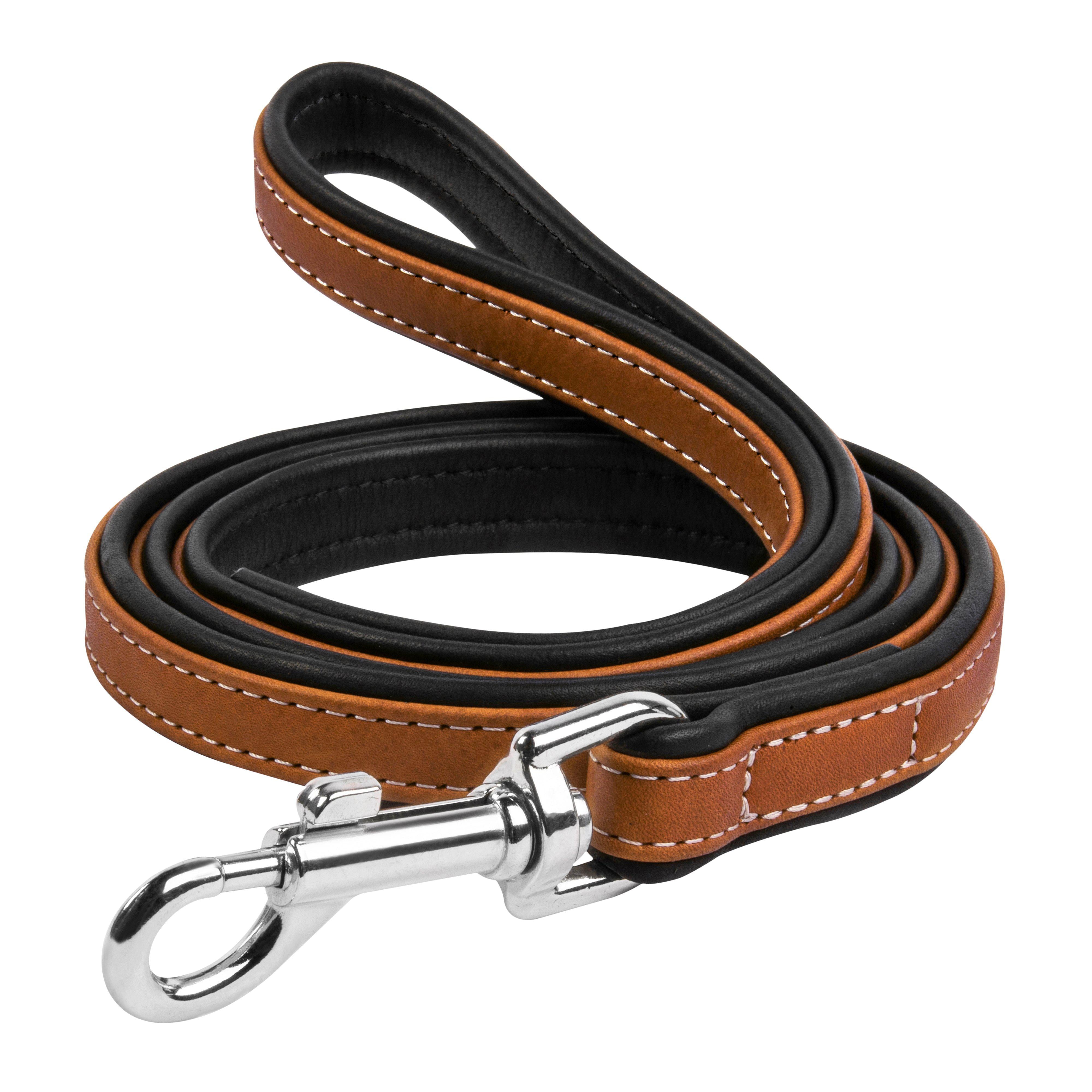 Premium Genuine Leather Dog Leash - Durable & Comfortable Brown Pet Walking Lead for Small Medium Large Dogs - Perfect for Daily Walks, Training & Outdoor Adventures