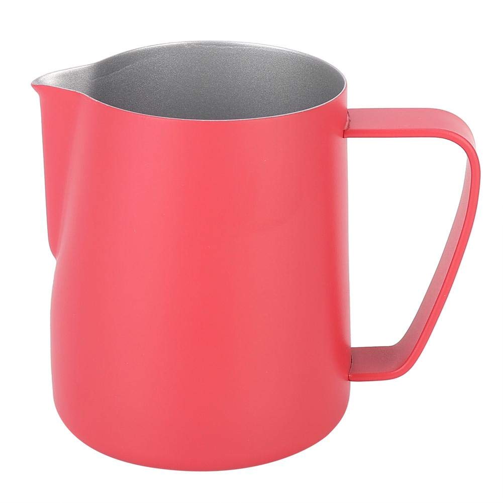 350ml Stainless Steel Milk Frothing Pitcher with Teflon Coating - Professional Coffee Latte Frother Jug for Cappuccino, Hot Chocolate & Matcha (Rose Red) | Perfect for Home Baristas, Coffee Shops & Japanese-style Tea Ceremonies