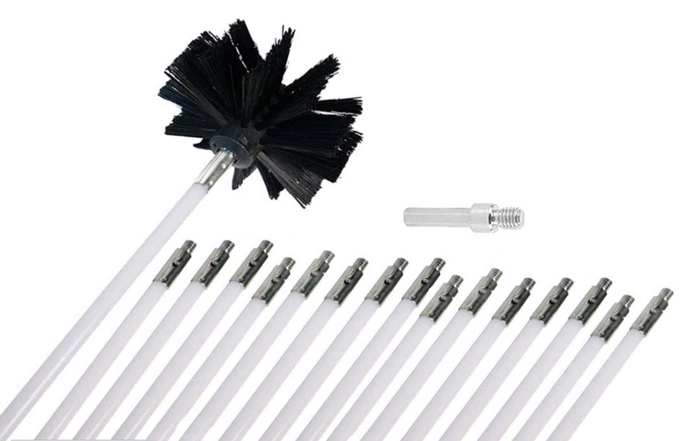 QDY Chimney Cleaning Brush Kit - 41cm Fireplace & Dryer Vent Sweep Tool with 15 Rods | Lint Remover for Dryer Ducts, Sewage Pipes & Fume Hoods | Perfect for Home Fireplace Maintenance & Vent Cleaning