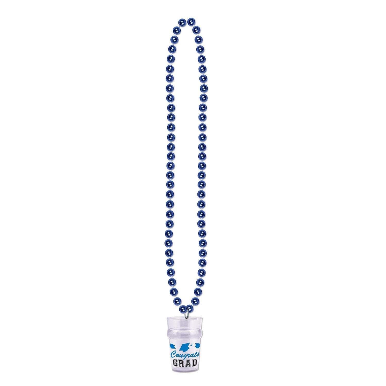 12 Pack Blue Bead Necklaces for Graduation Party - Bulk Graduation Glass Bead Necklaces for Grads, Students & Party Favors - Perfect for Commencement Ceremonies, School Events & Celebrations
