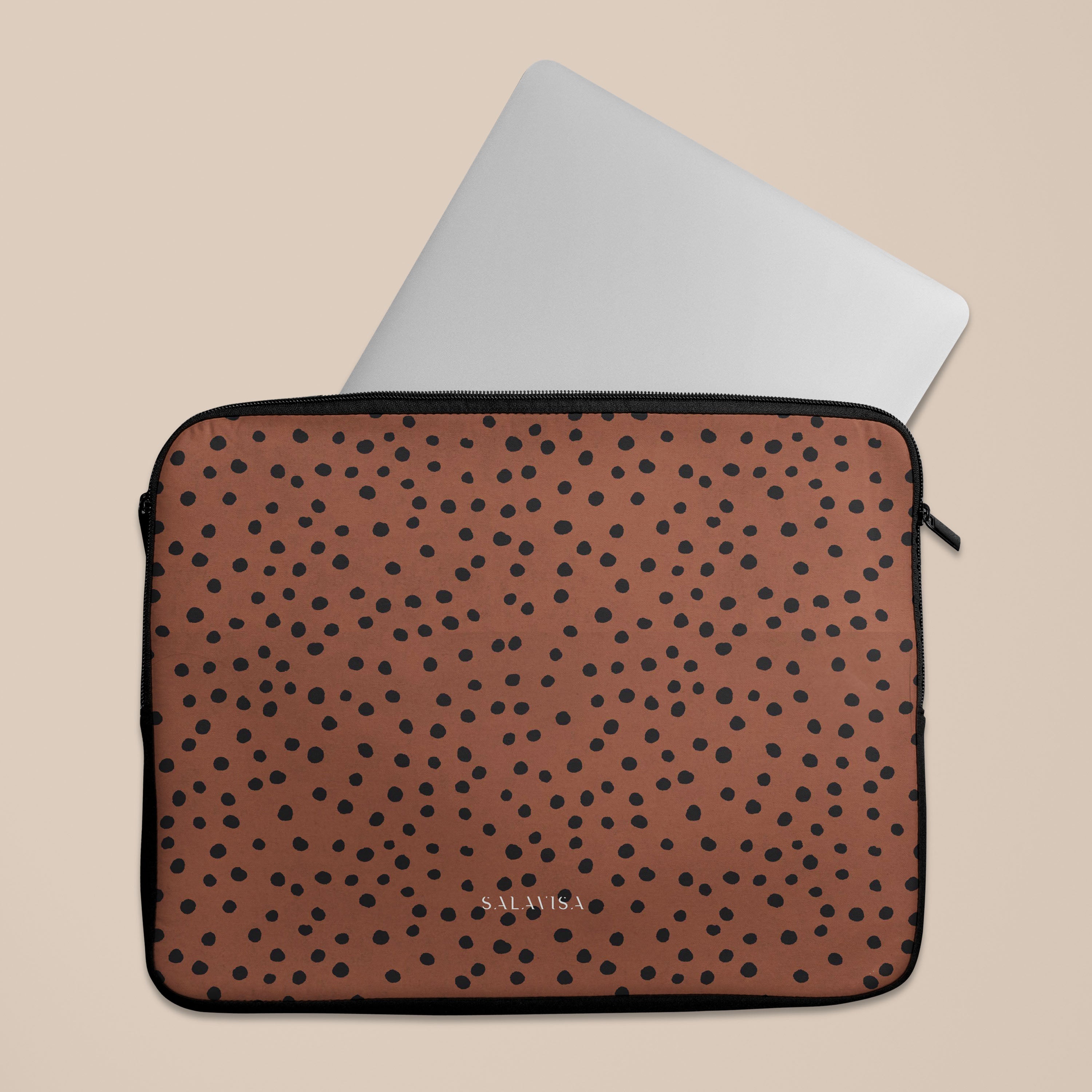 Stylish Orange Polka Dot Laptop Sleeve Case - 13 Inch 14 Inch 15 Inch Universal Fit - Water-Resistant Protective Cover for MacBook Air Pro, Dell, HP - Perfect for Work, School & Travel