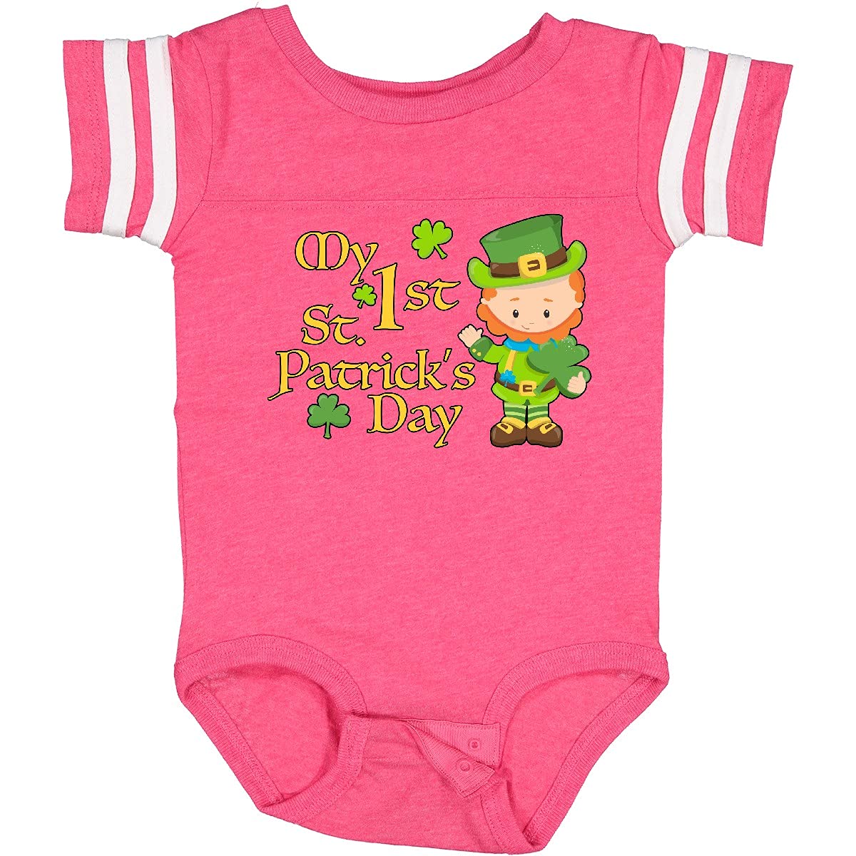 Inktastic My First St. Patrick's Day - Leprechaun & Shamrocks Baby Bodysuit | Cute Irish-Themed Outfit for Infants | Perfect for St. Paddy's Day Celebrations, Photo Shoots & Family Gatherings