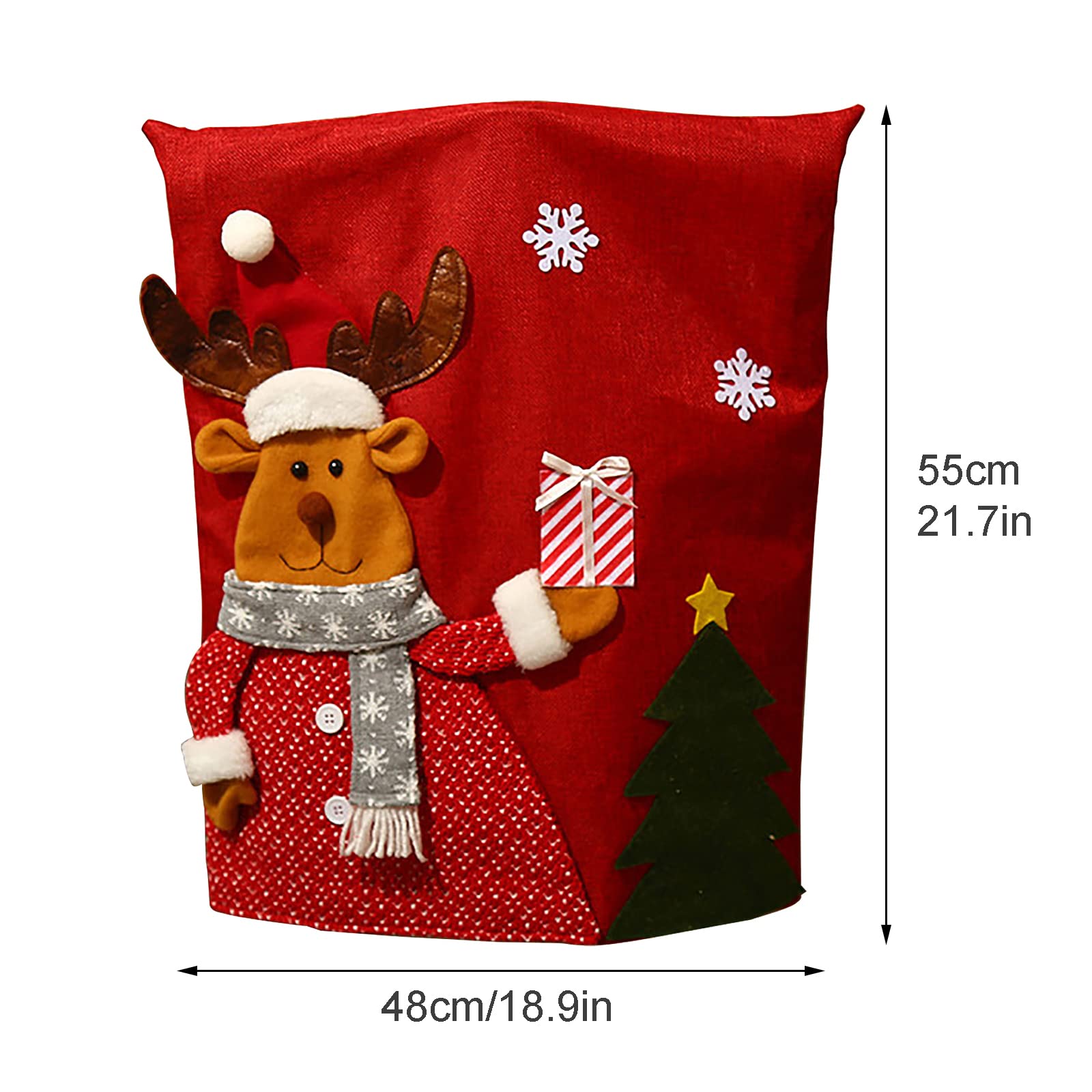 Santa Snowman Elk Christmas Chair Covers Set of 3 - Holiday Dining Chair Back Covers for Christmas Banquet, Kitchen & Dining Room Decor | Perfect for Holiday Parties, Family Gatherings & Festive Home Decoration